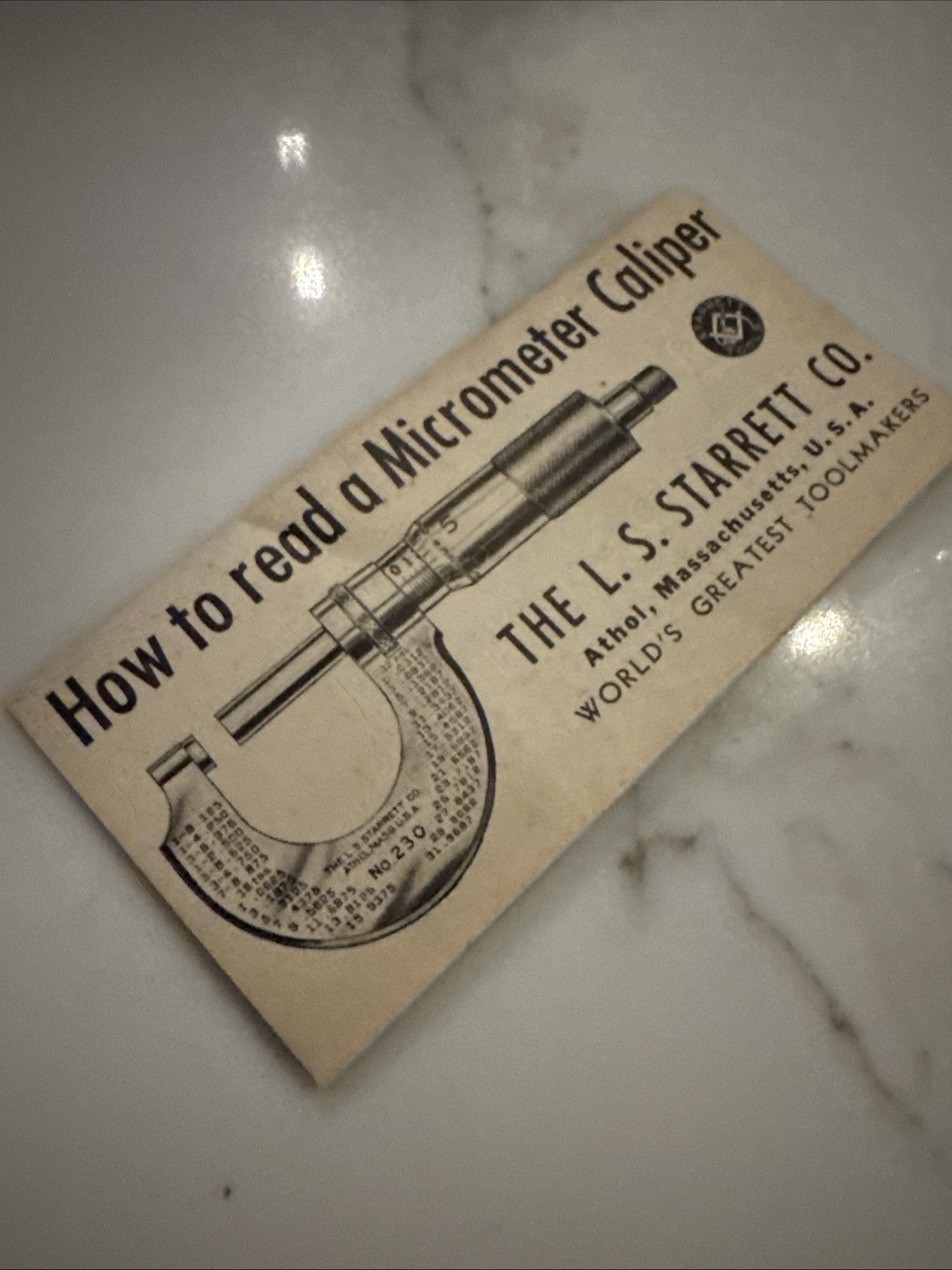 Vintage Starrett Micrometer Instruction Booklet How To Read Caliper
