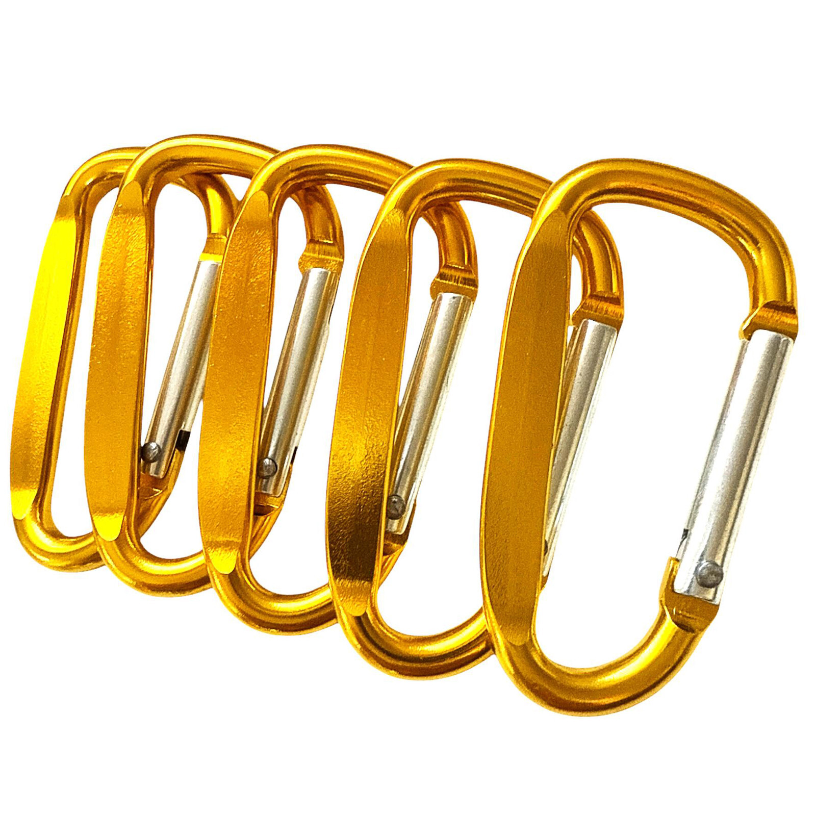 50 PCS - 2.25" GOLD CARABINER SPRING D BELT CLIP KEY CHAIN ANODIZED ALUMINUM
