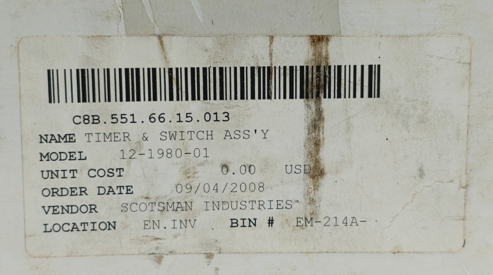 SCOTSMAN 12-2317-21 TIMER SWITCH ASSEMBLY 115V 60HZ ICE MACHINE NEW SURPLUS