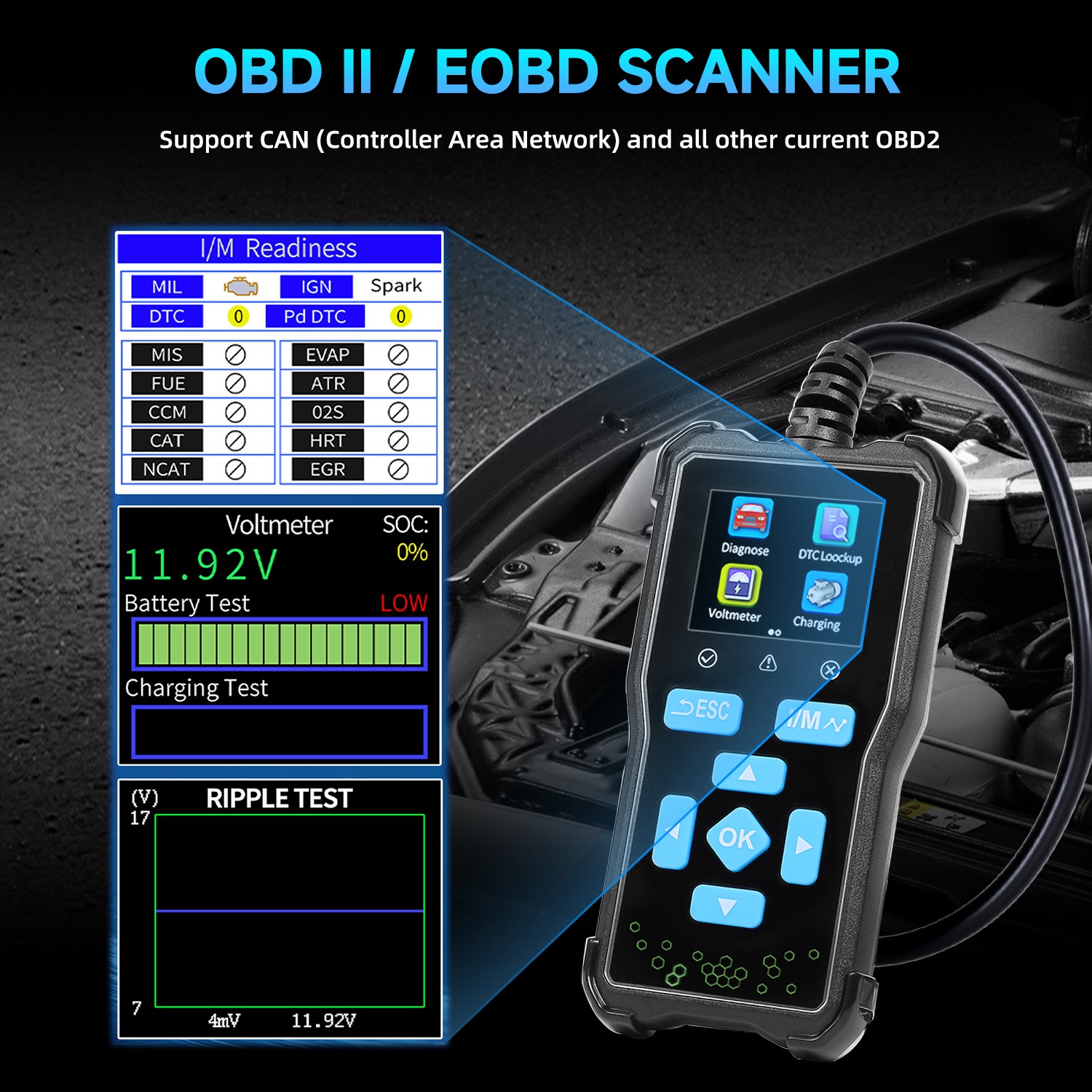 Universal AT100 Classic Enhanced OBD II Scanner Car Engine Fault Code Read NEW