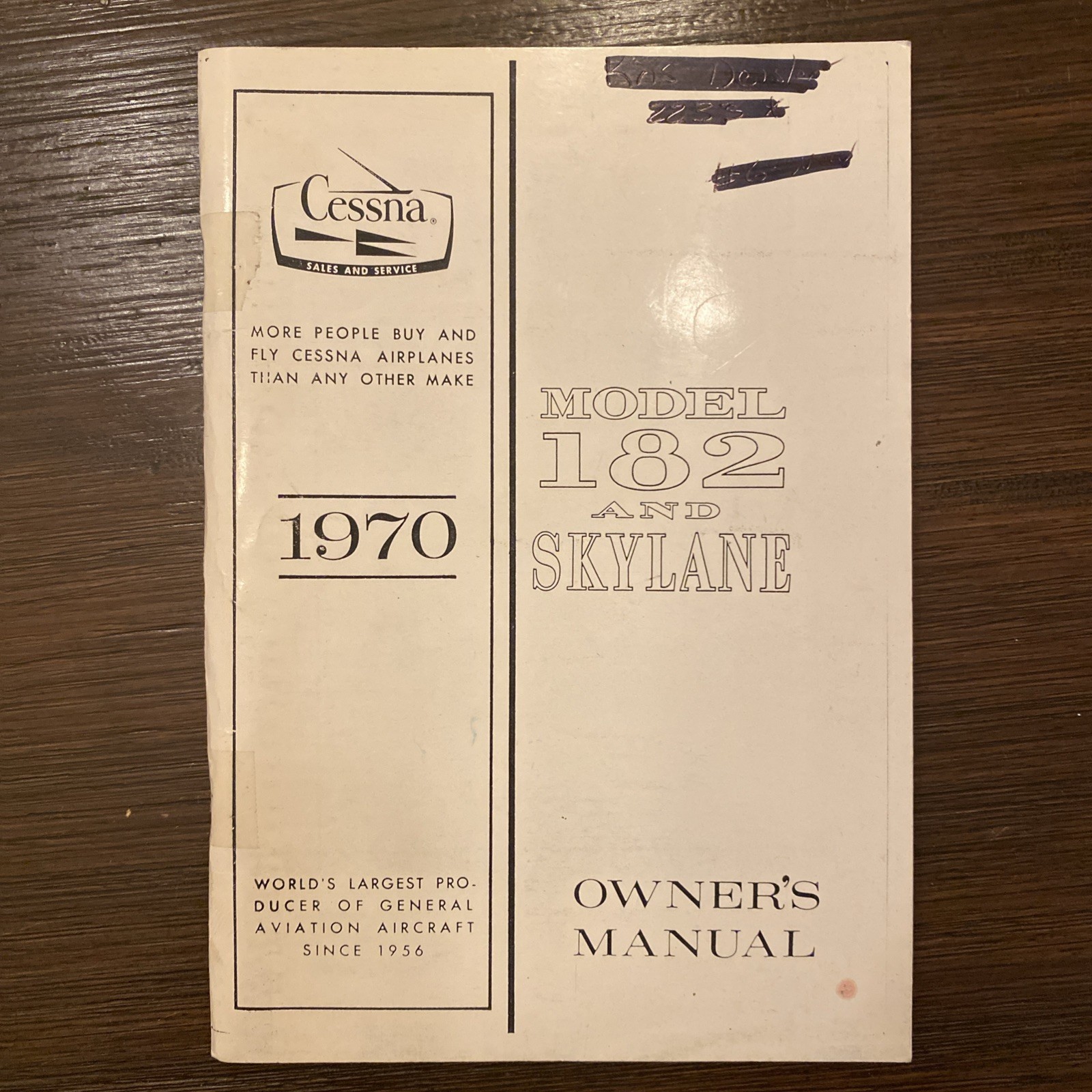 Vintage 1970 Cessna Model 182 and Skylane Owner's Manual