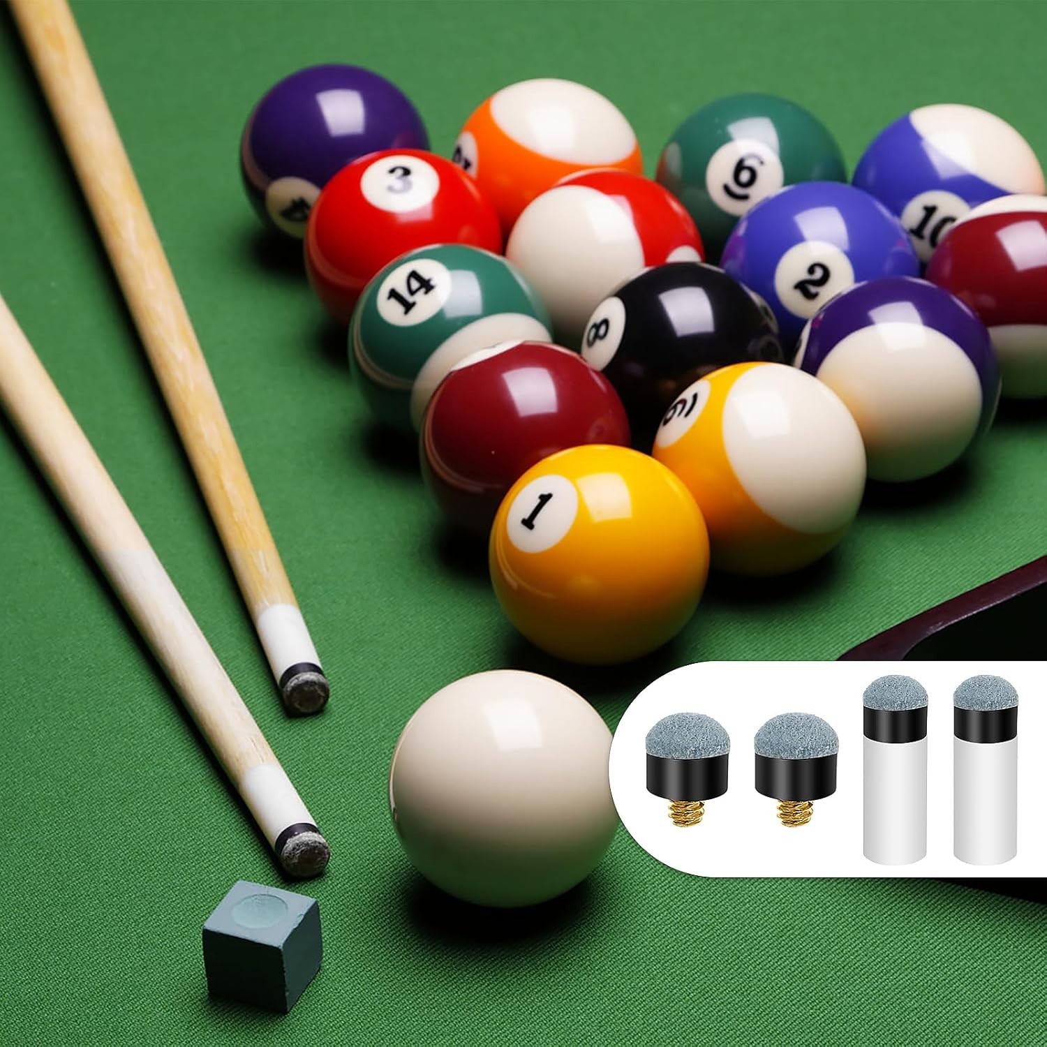 Durable 10-Pack Pool Cue Tips with Plastic Ferrules - Essential Billiard Upgrade