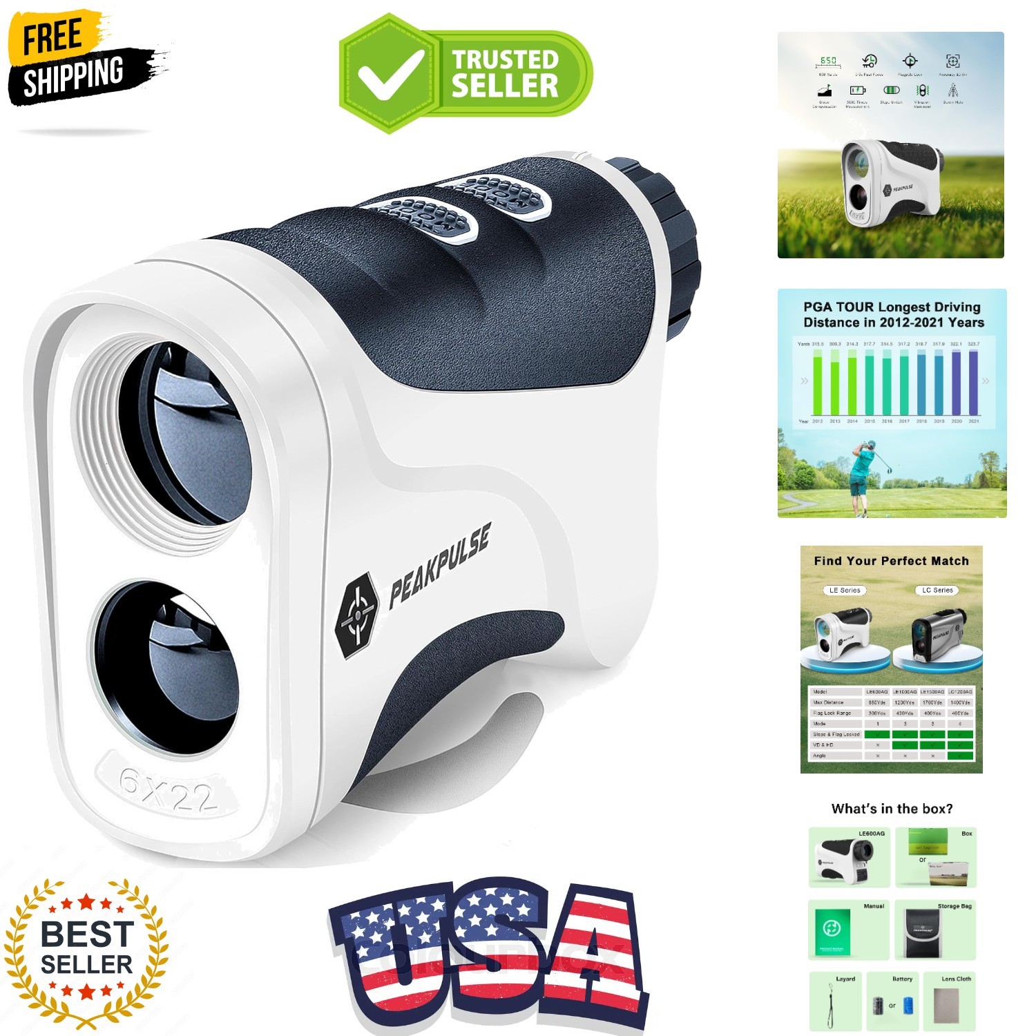 Golf Range Finder 650 Yards RangeFinder Golfing High Clarity Display 6X Magni...