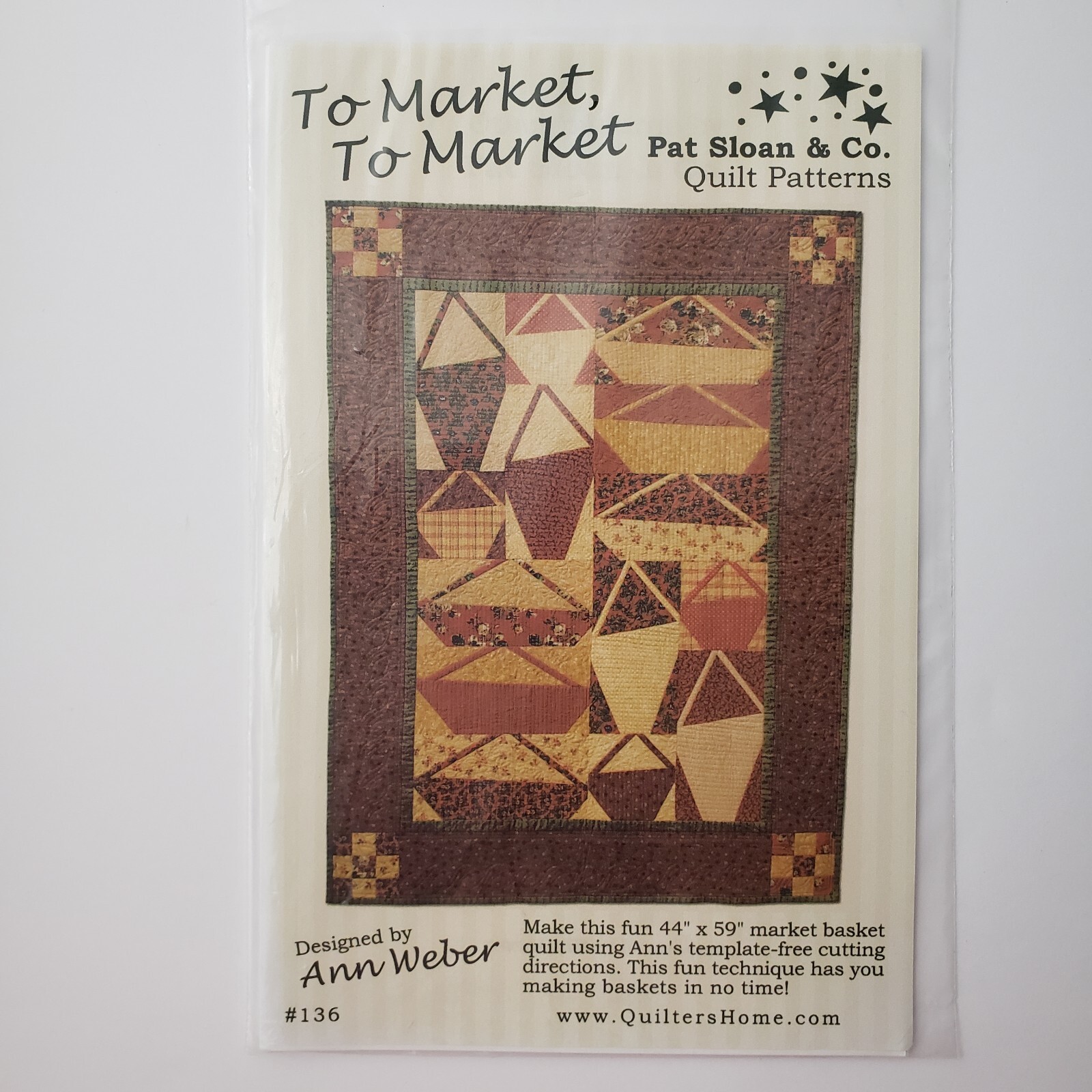 Pat Sloan & CO To Market, To Market Quilt Pattern Pieced 44"x59" Ann Weber