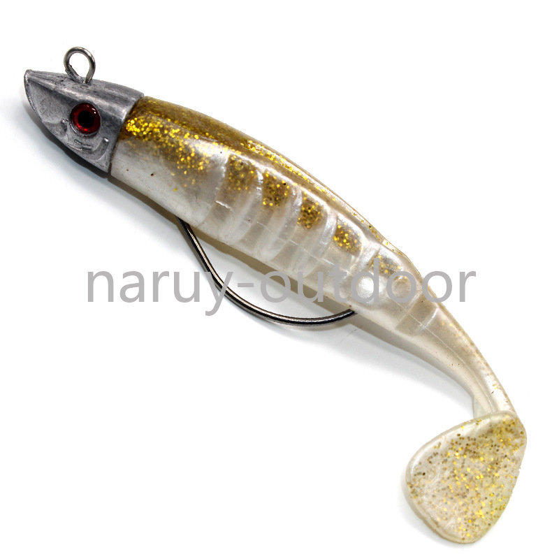 6PCS Soft Silicone Lure 15.5g 26g Jig Head Hook Swimbait Bass Fishing Lure