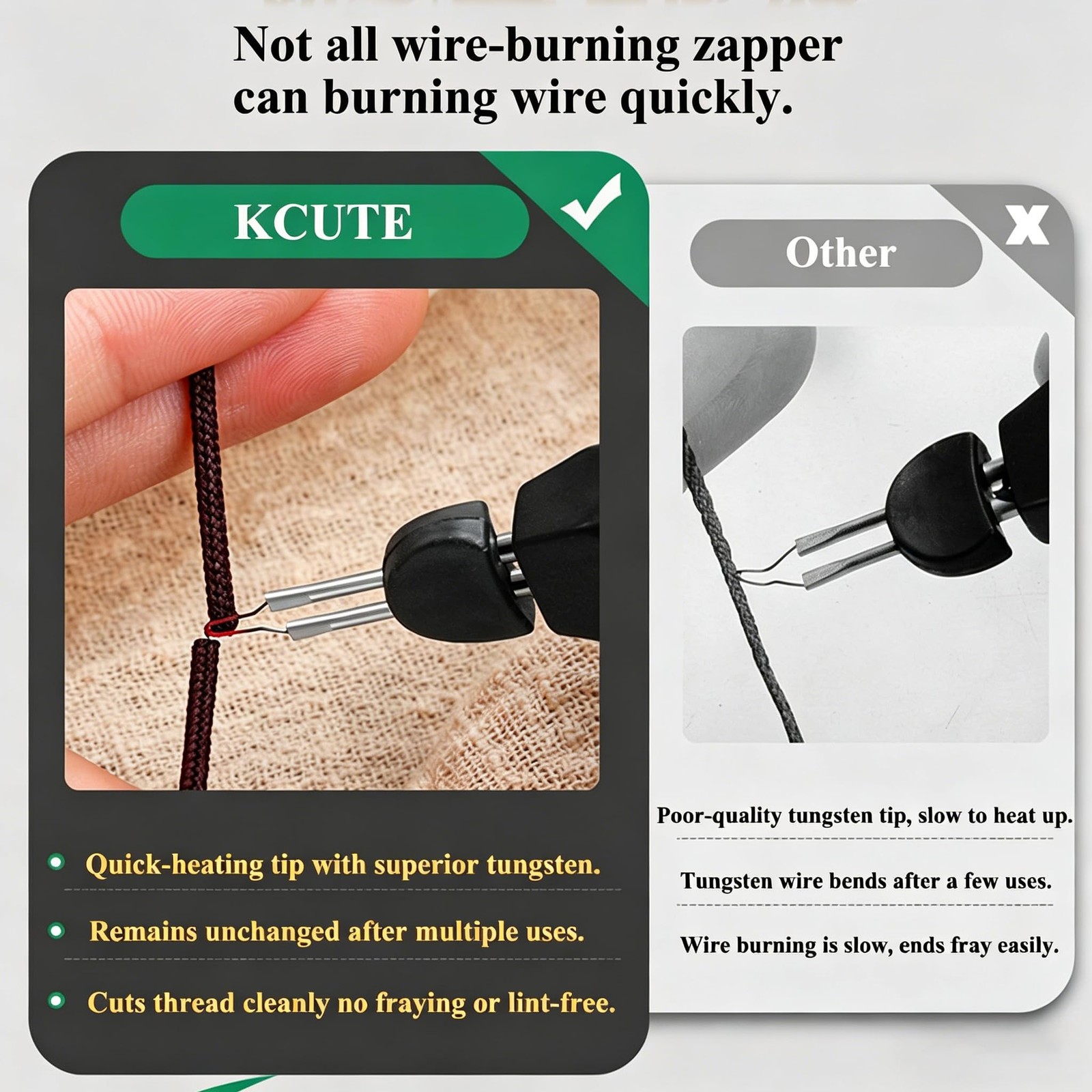 Thread Burner Kit with 6PCS Tips One Touch Thread Zapper Tool for Finishing B...
