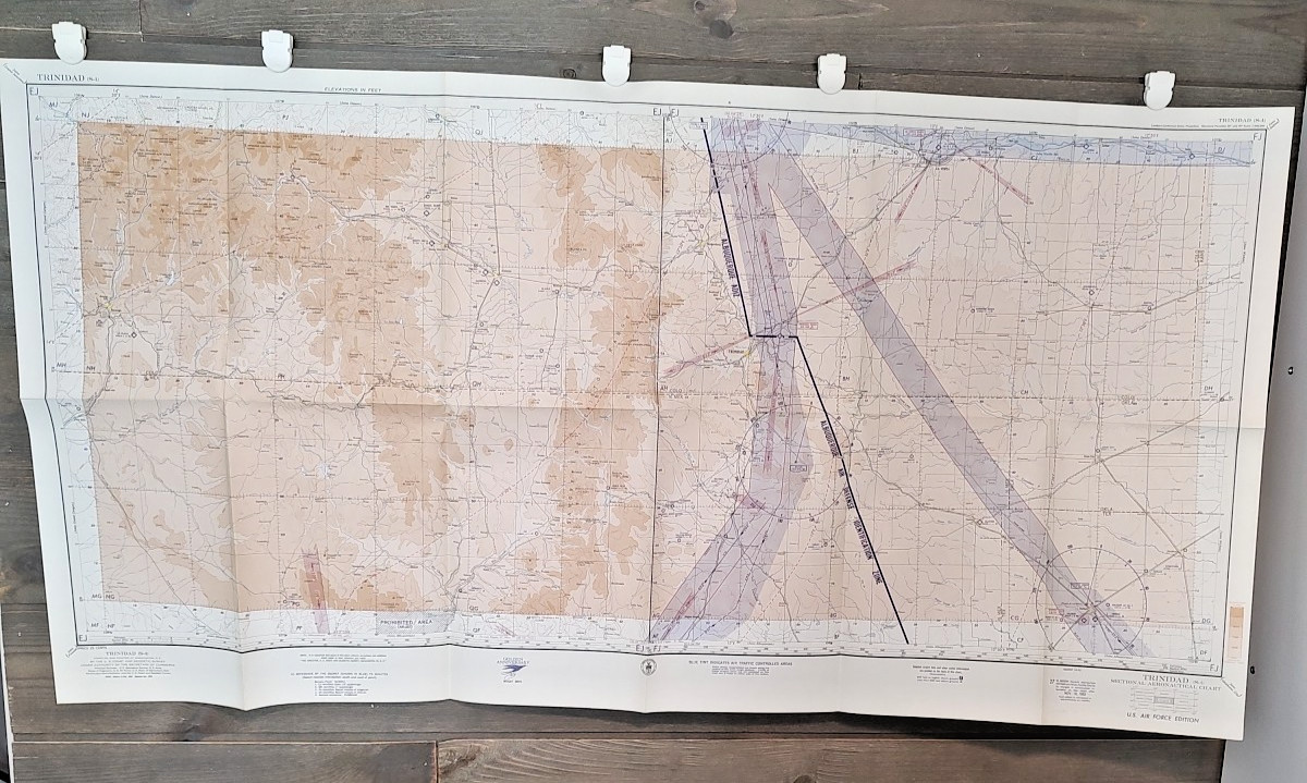 Sectional Aeronautical Chart Map TRINIDAD 1953 USAF Edition 2 Sided