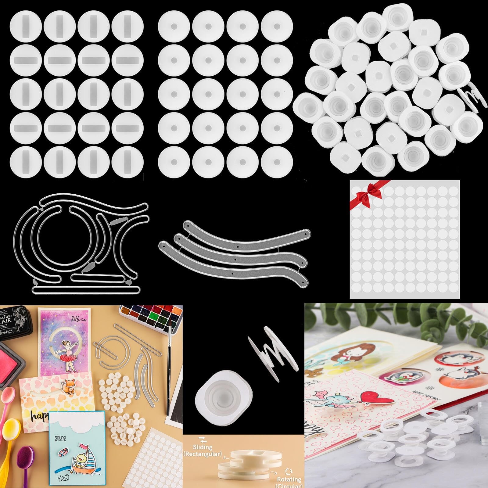 72PCS Mini Action Wobbles and Rotating Sliding for Card Making,Self-Adhesive ...