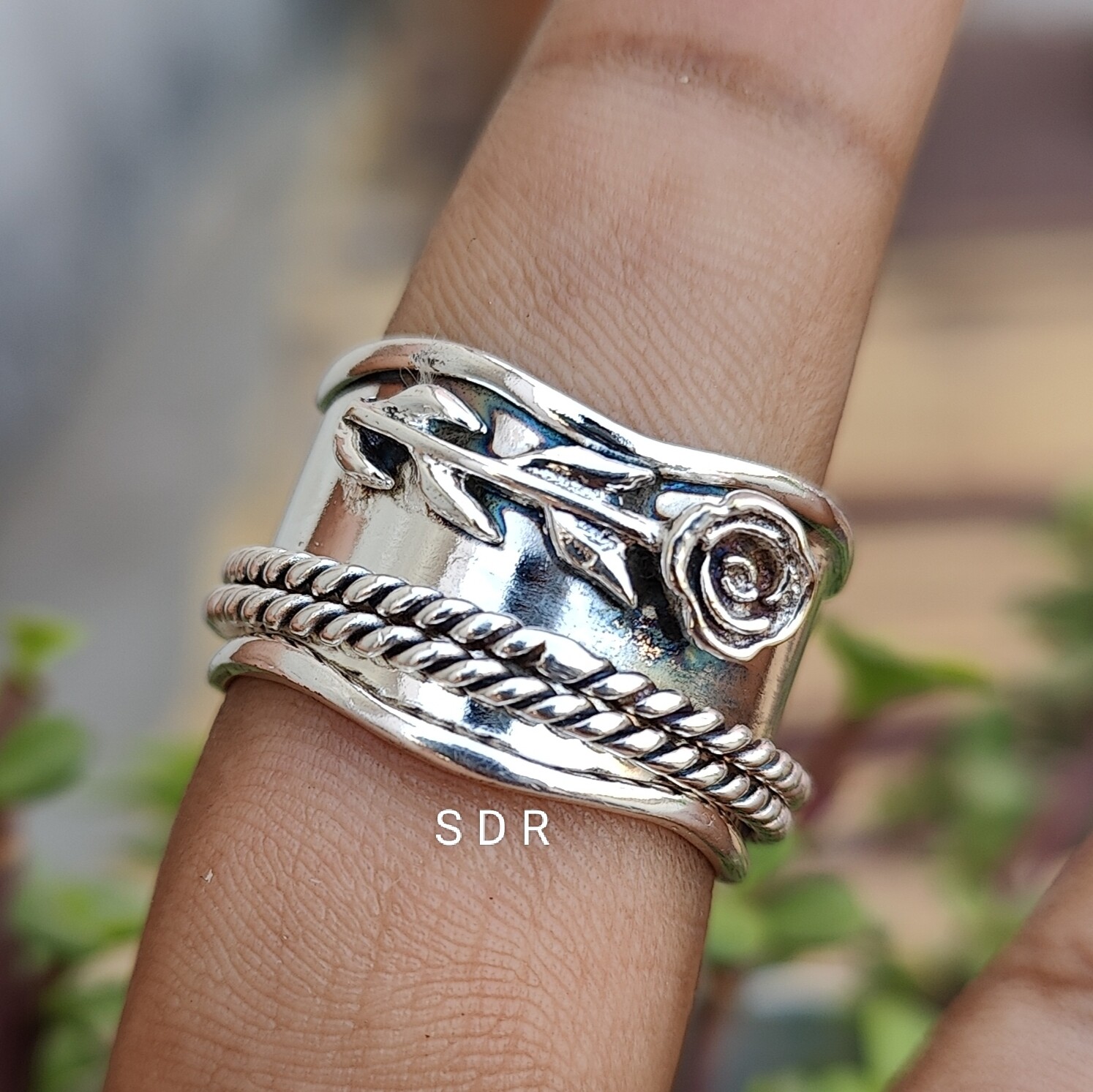 925 Sterling Silver Band& Spinner Meditation Ring Handmade Ring  All Size-q-09