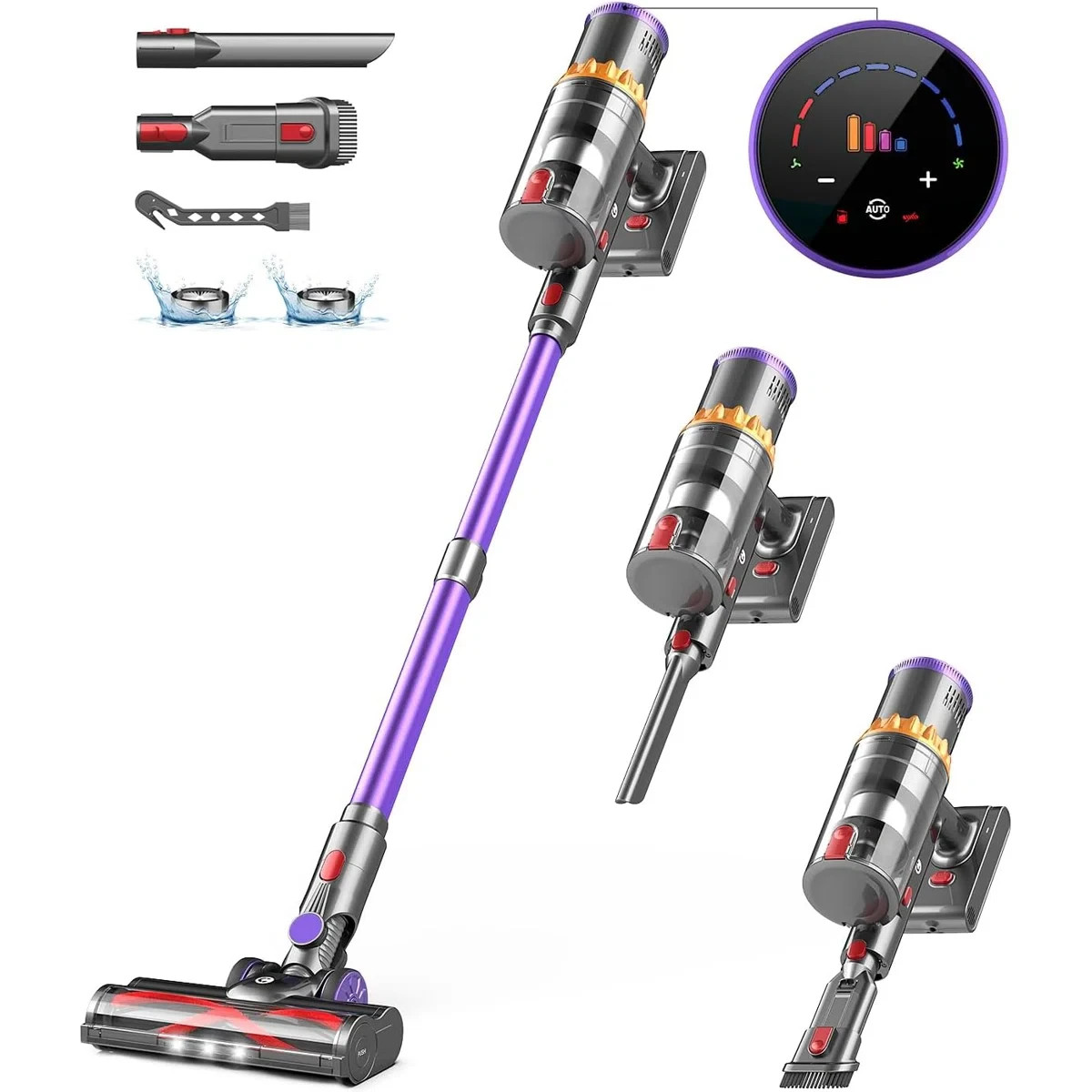 V18-Cordless Stick Vacuum - 45Kpa Suction, Smart Auto Mode, 65 Min Runtime -