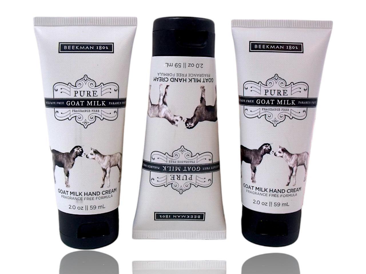 (Lot of 3) Beekman 1802 "PURE" Fragrance Free Goat Milk Hand Cream 2.0 oz Sealed
