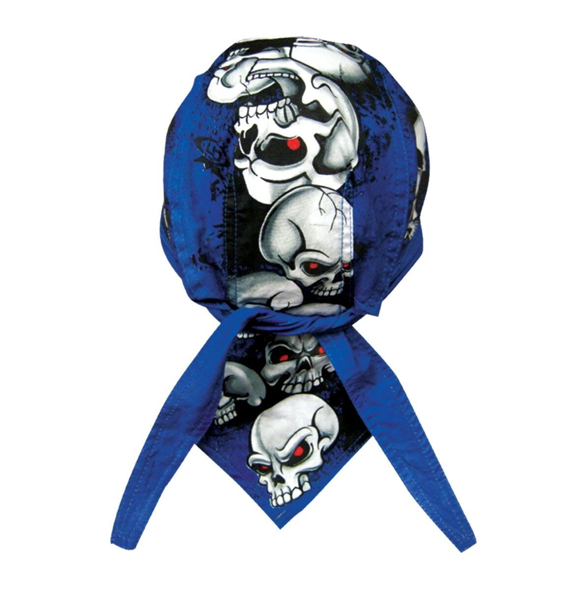 Blue Skull White Black Doo Rag Headwrap Skull Cap Biker Durag Sweatband Capsmith