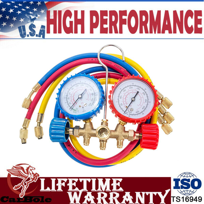 AC Diagnostic and Service Manifold Gauge Set A/C 3 Color Service Charging Hose