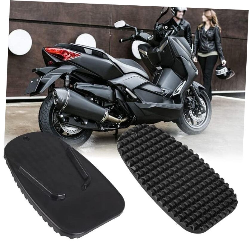 2Pcs Black Motorcycle Side Kickstand Non-Slip Plate Base Parking Stand Support