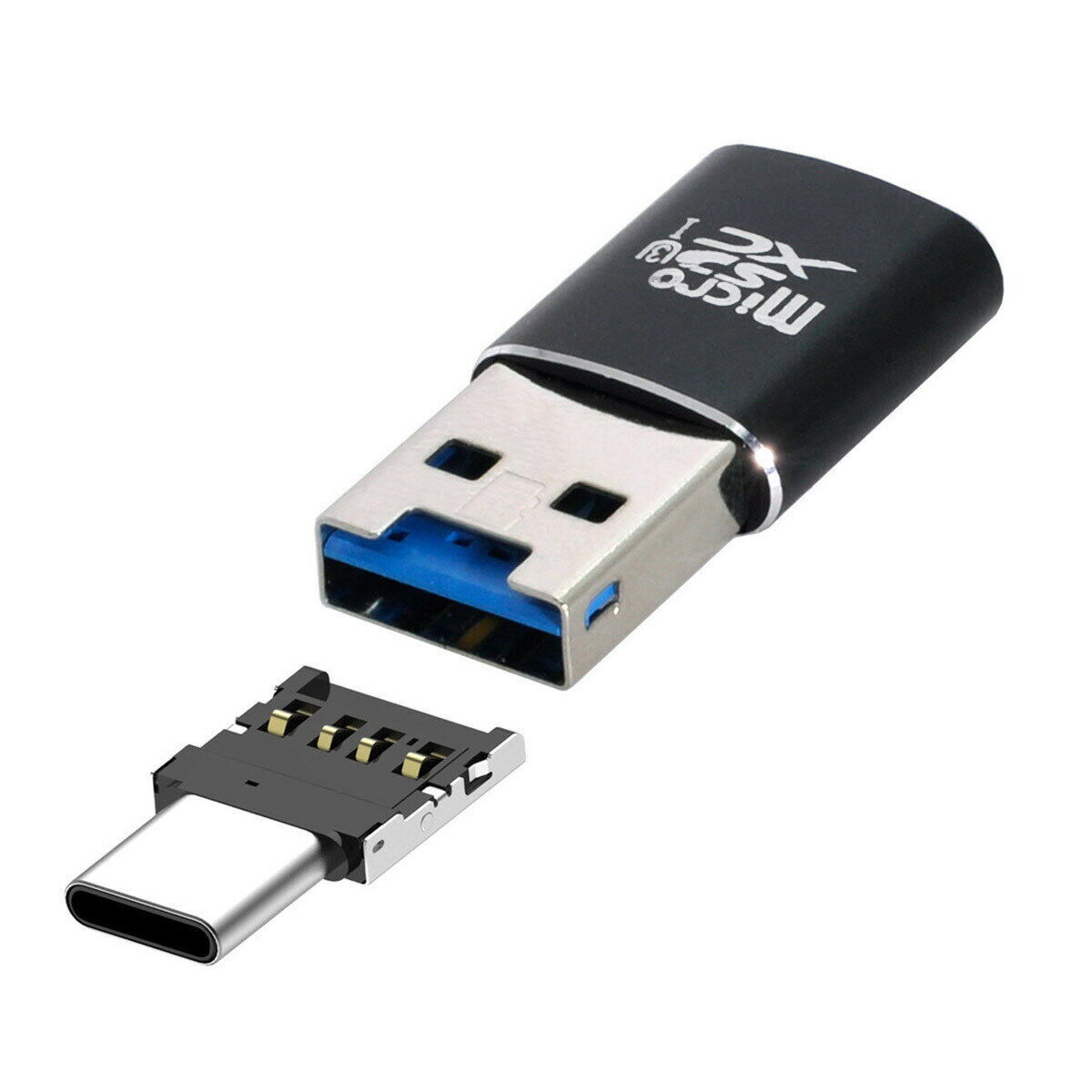 USB 3.0 to Micro SD SDXC TF Card Reader with Micro USB-C Type-C OTG Adapter