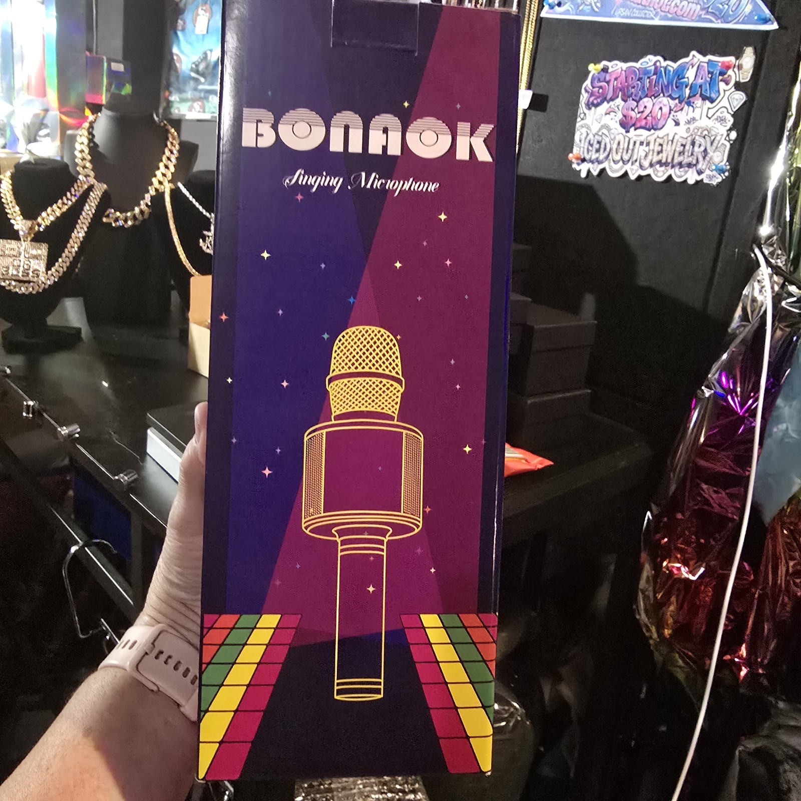 Bonaok Wireless Bluetooth Karaoke Microphone - Black Q37