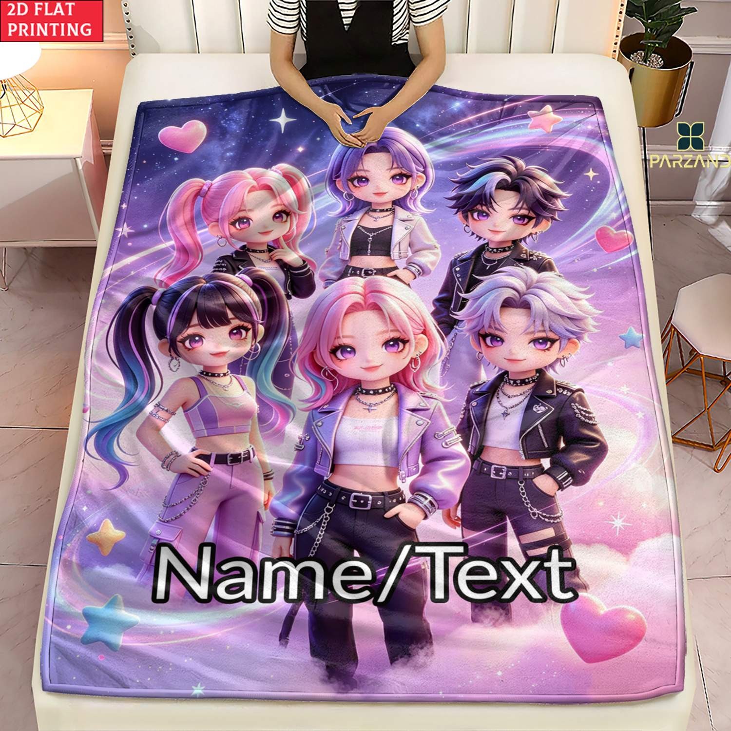 1pc Parzand 1pc Custom Name Anime Blanket Suitable for All, Name/Text, Ultra-So
