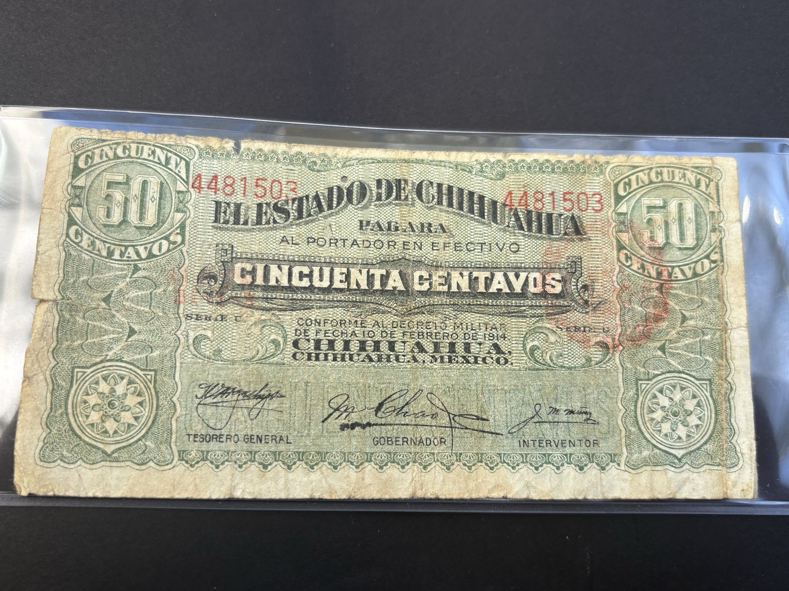 🇲🇽 1914 Mexico Chihuahua 50 Centavos Note — Circulated