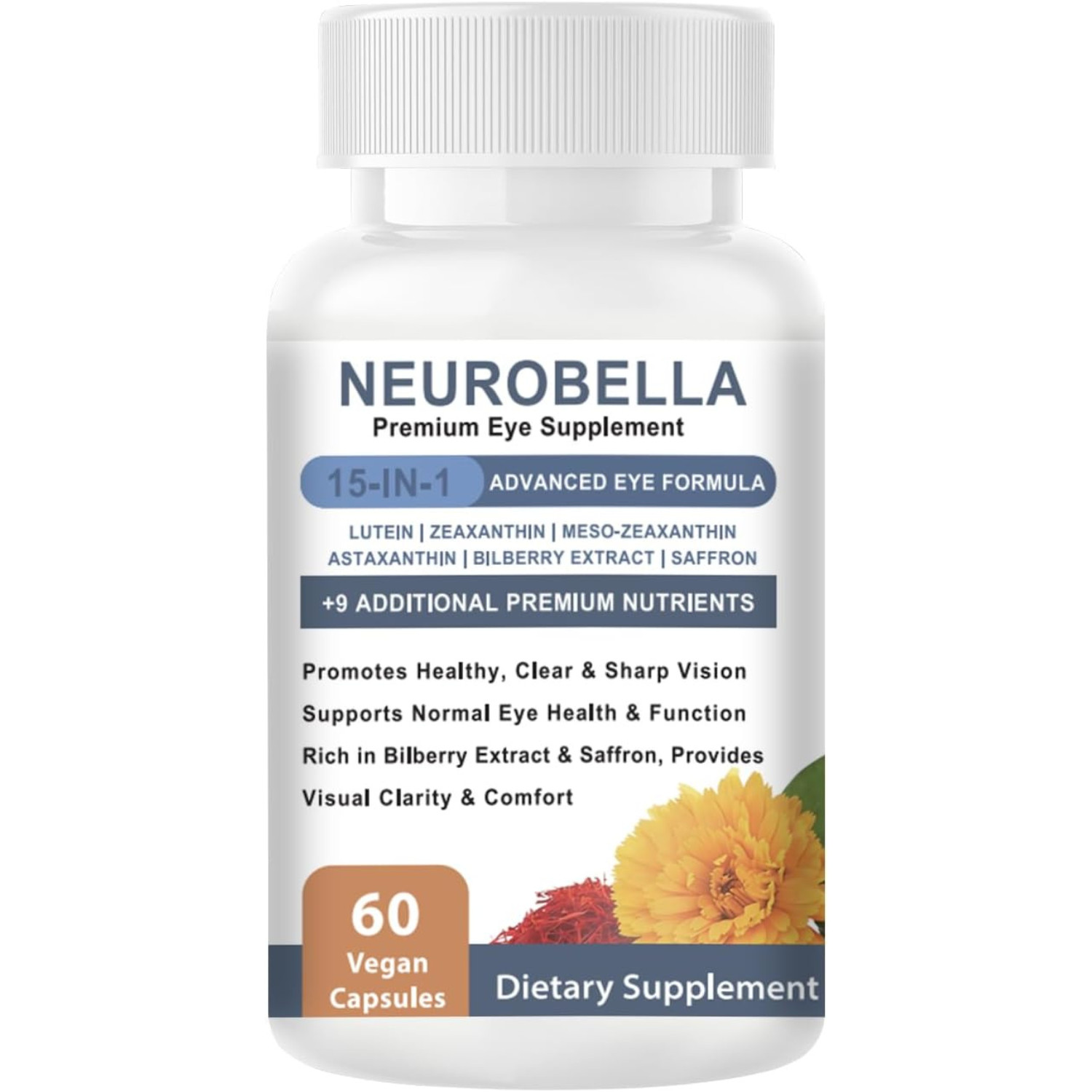 Neurobella Eye Formula, 15 in 1 Daily Eye Wellness Supplement with Lutein Zeaxan