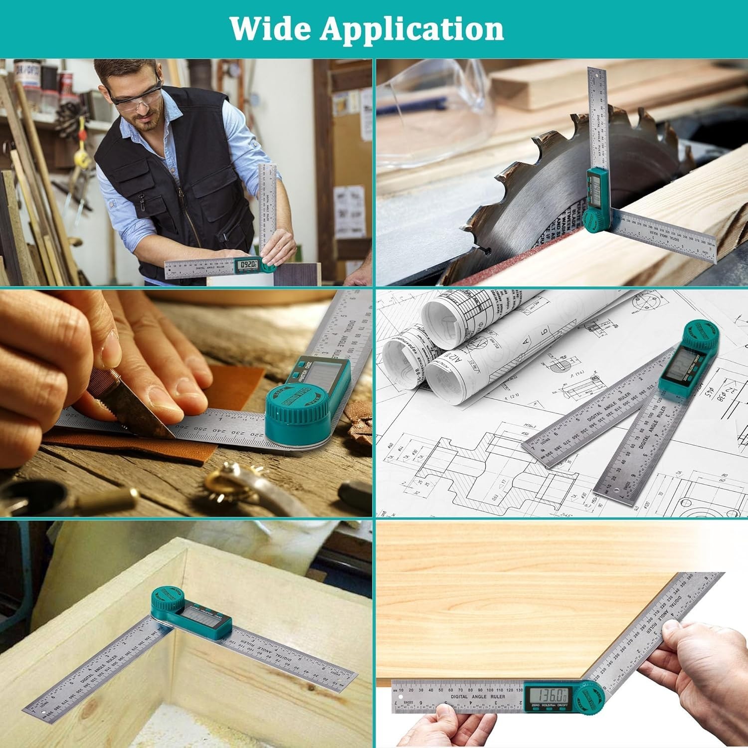 Precision Angle Finder Protractor with Lock & Reverse Functions - 200mm Length