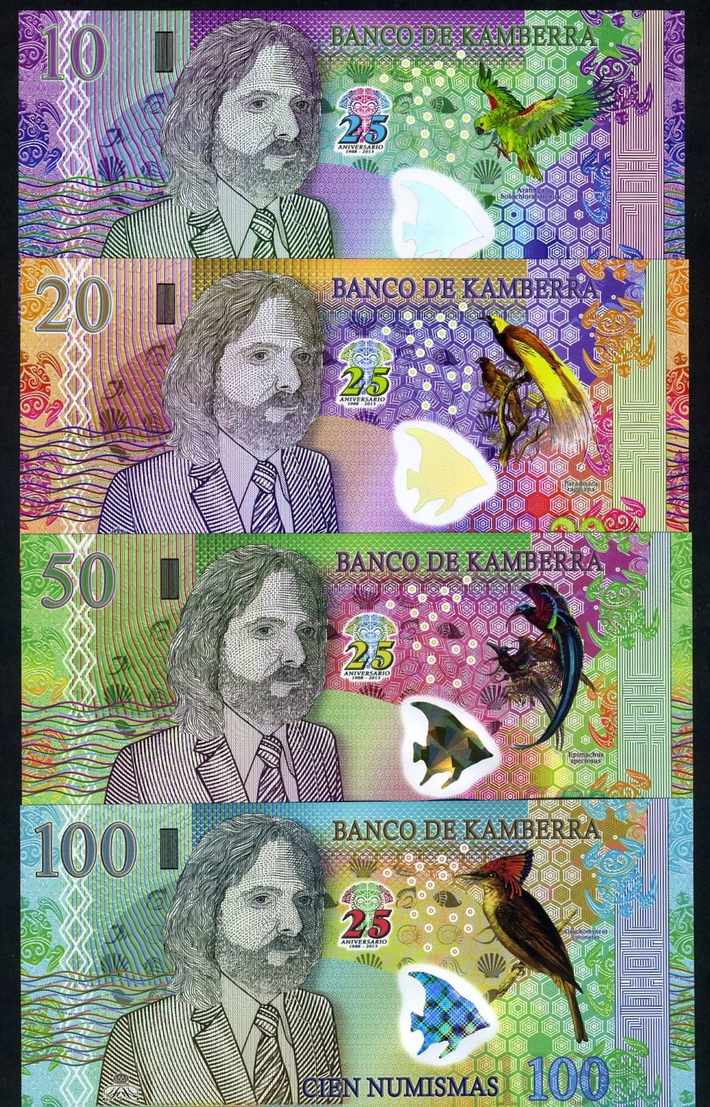 SET, Kamberra, 10;20;50;100 Numismas, POLYMER, 2013 (2014) F Commemorative