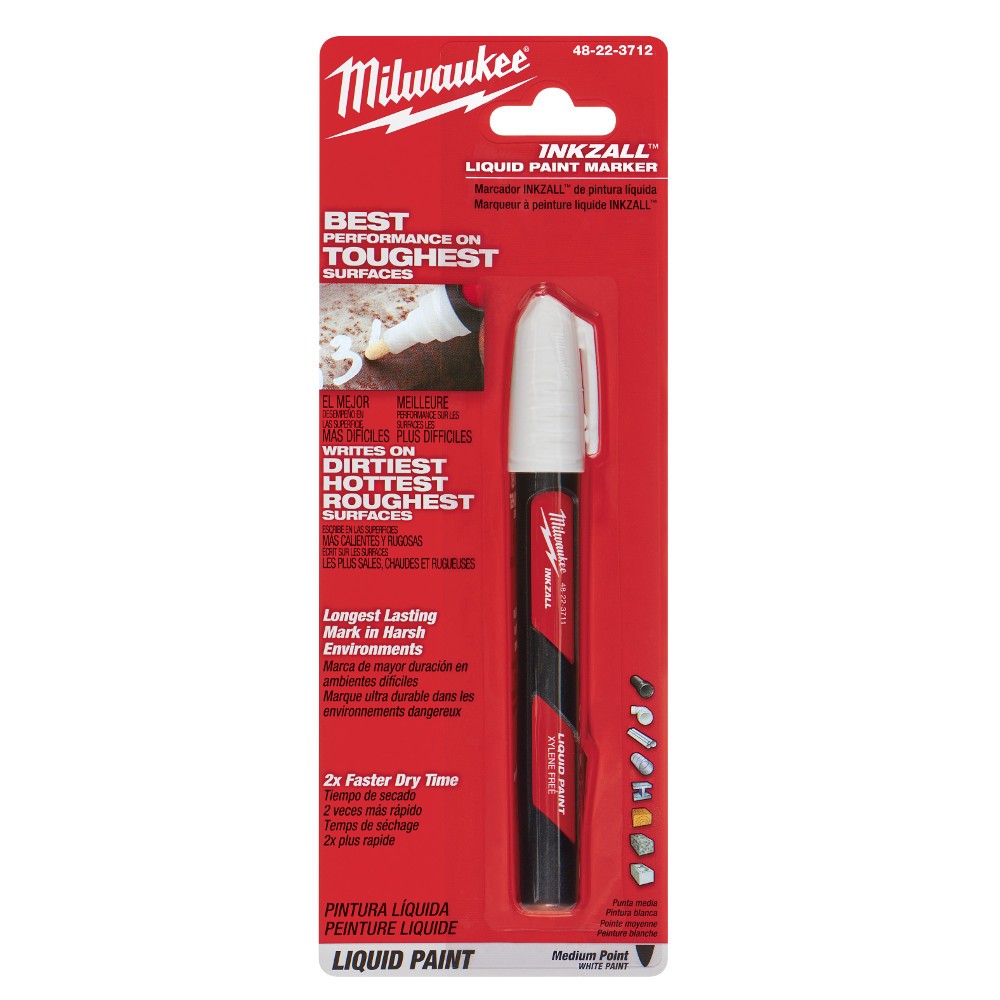 Milwaukee 48-22-3712 INKZALL Acrylic Nib Liquid Paint Marker, White