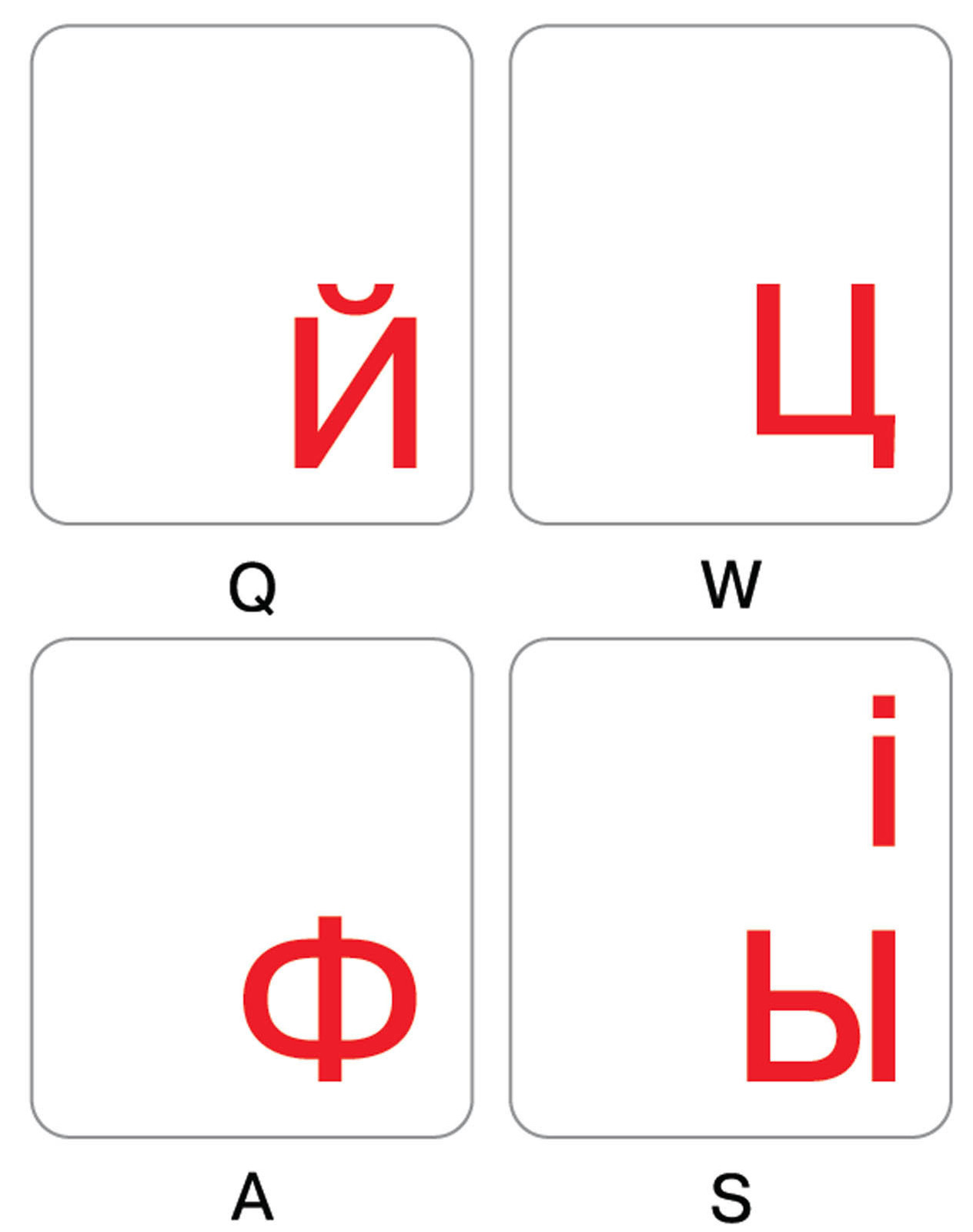 UKRAINIAN-RUSSIAN KEYBOARD STICKER LABEL TRANSPARENT RED LETTERS ONLINE-WELCOME