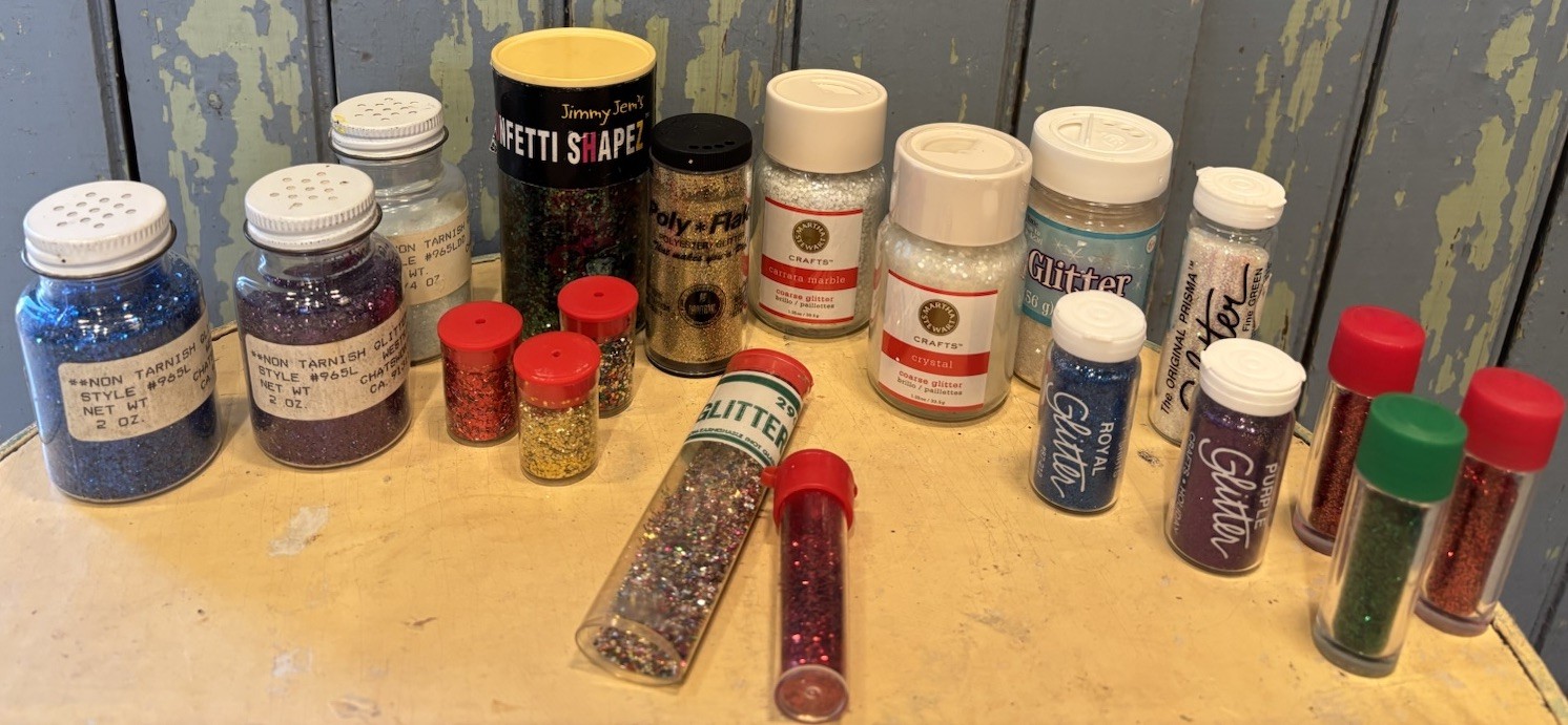 19 Vtg Bottles of Craft Glitter: Martha Stewart Gick Westrim Purple Blue Snow