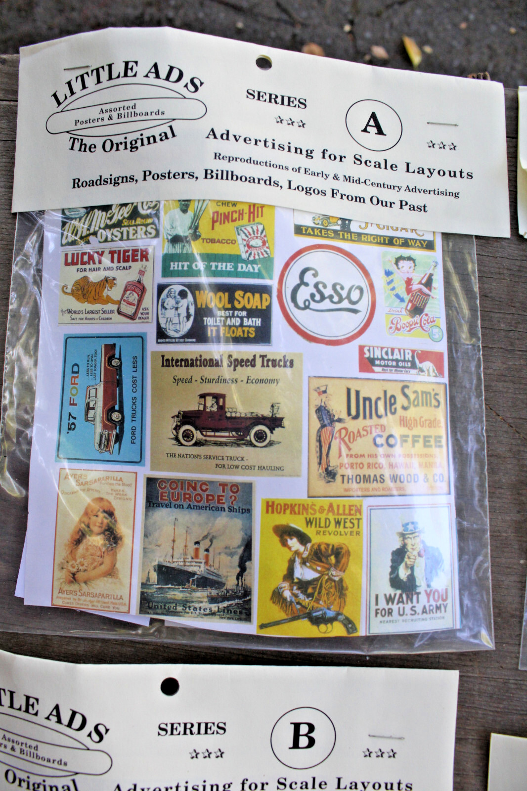 9 Packs of Vintage Little Ads Posters & Billboards for O Scale