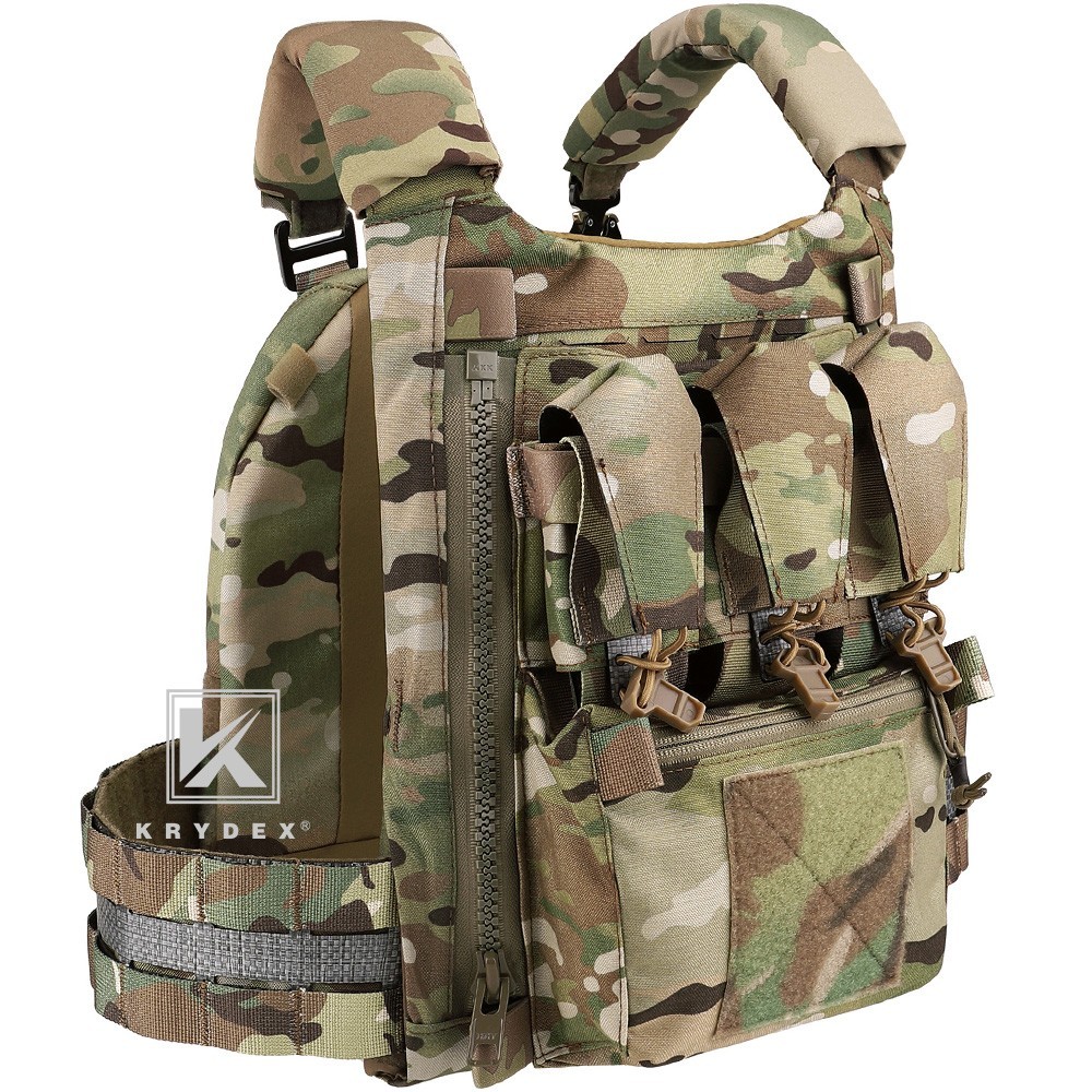 KRYDEX FCPC V5 Plate Carrier Tactical Vest w/ Zip On Back Panel Banger MC Camo