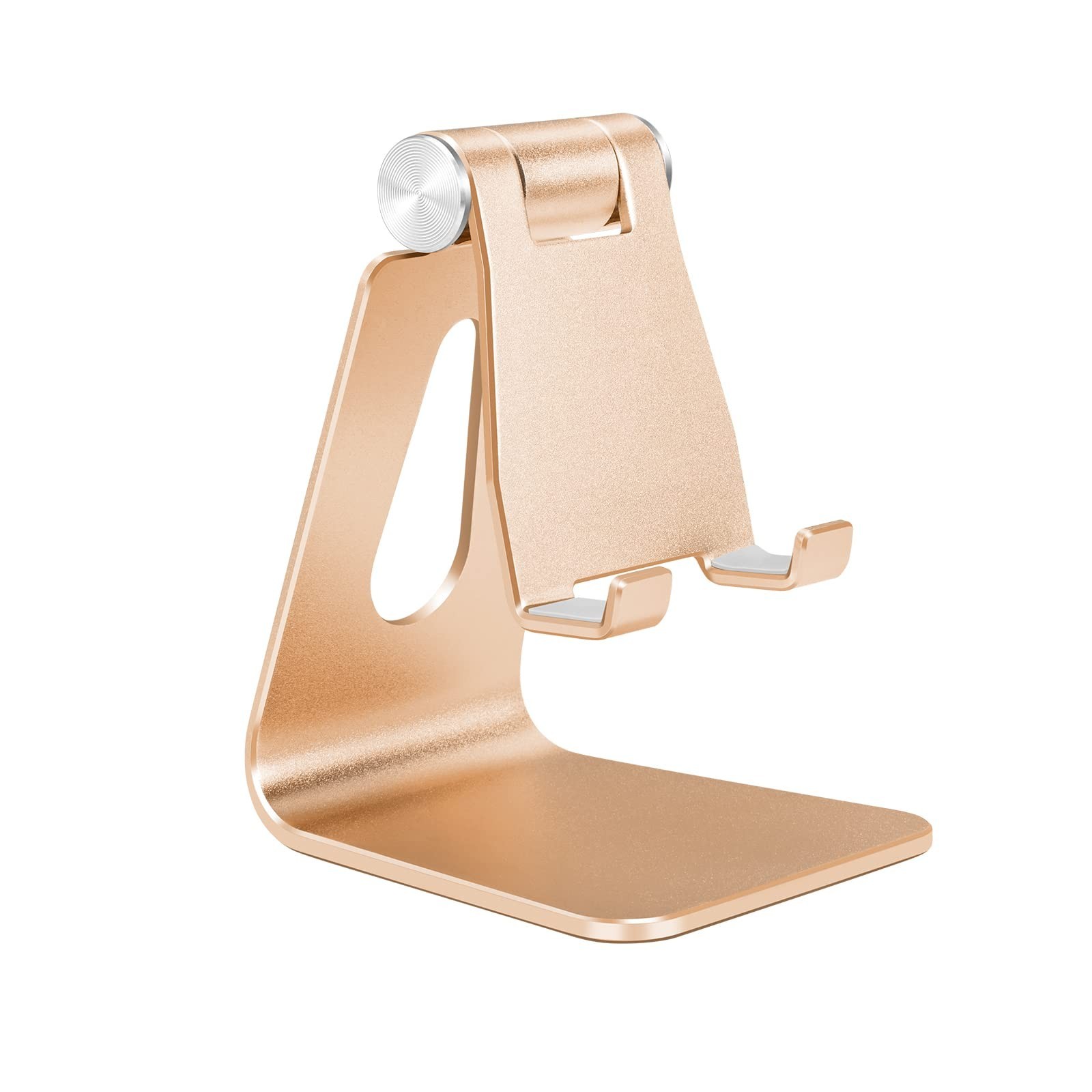 Gold Foldable Aluminum Alloy Cell Phone Holder,Tabletop Metal Phone Stand wit...