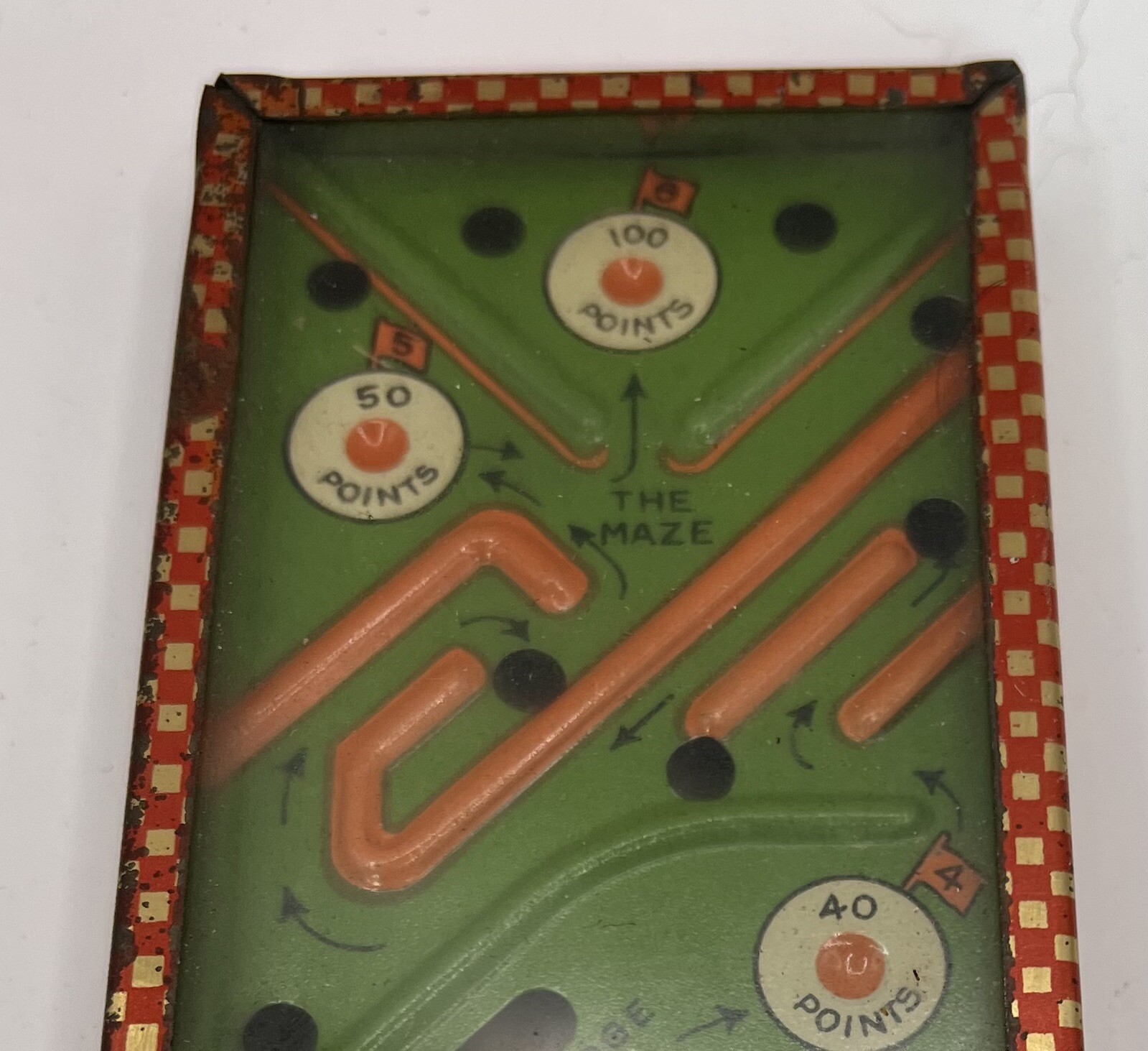 Vintage Tin Litho Miniature Handheld Golf Game - Rare! Inside VG, Case has Rust