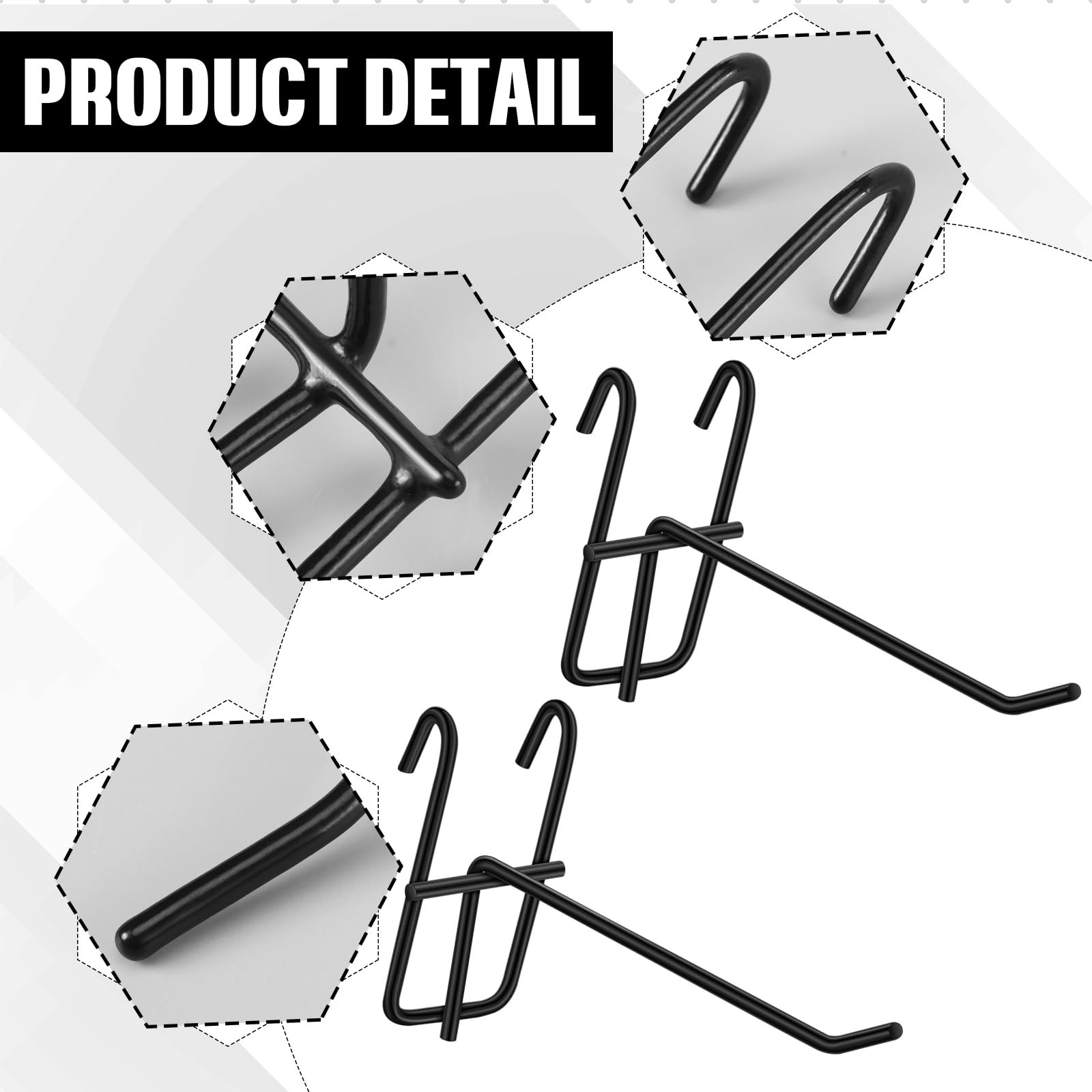 25 PCS 6 Inch Grid Wall Hooks Panel Store Garage Mount Display Hanger Black