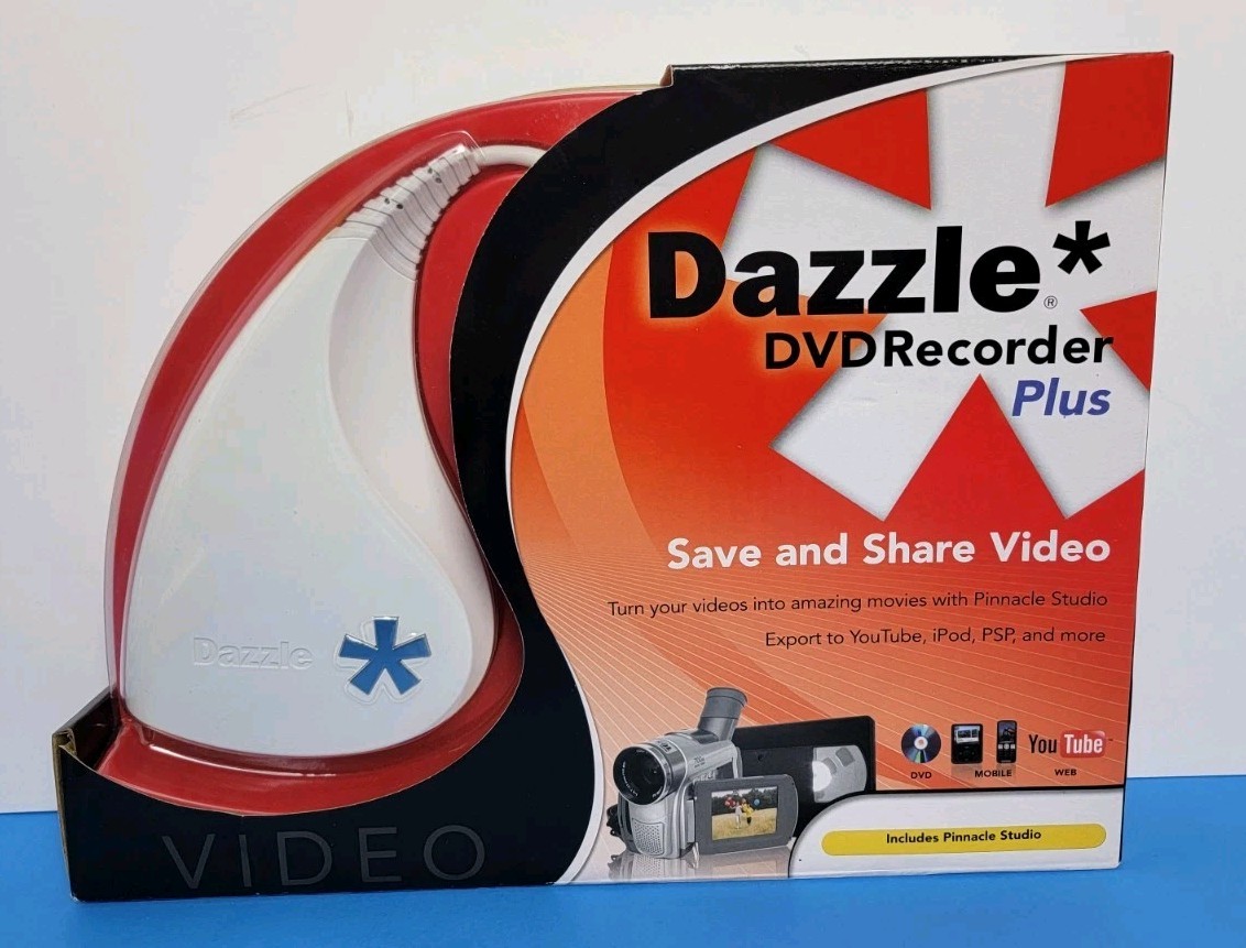 Dazzle DVD Recorder Plus VCR VHS Convert Video USB PC DVD Pinnacle 12