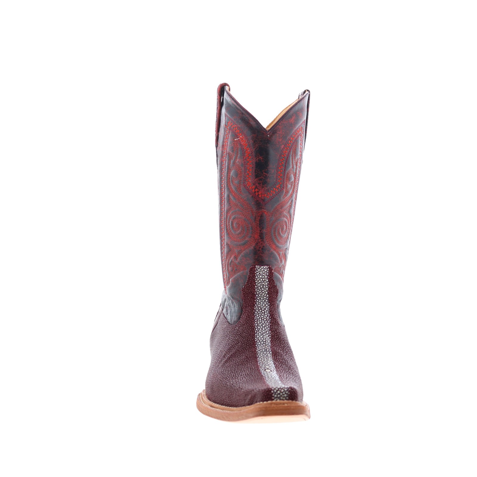 Los Altos Polished Stingray Mens Burgundy Wide Cowboy Western Boots 12