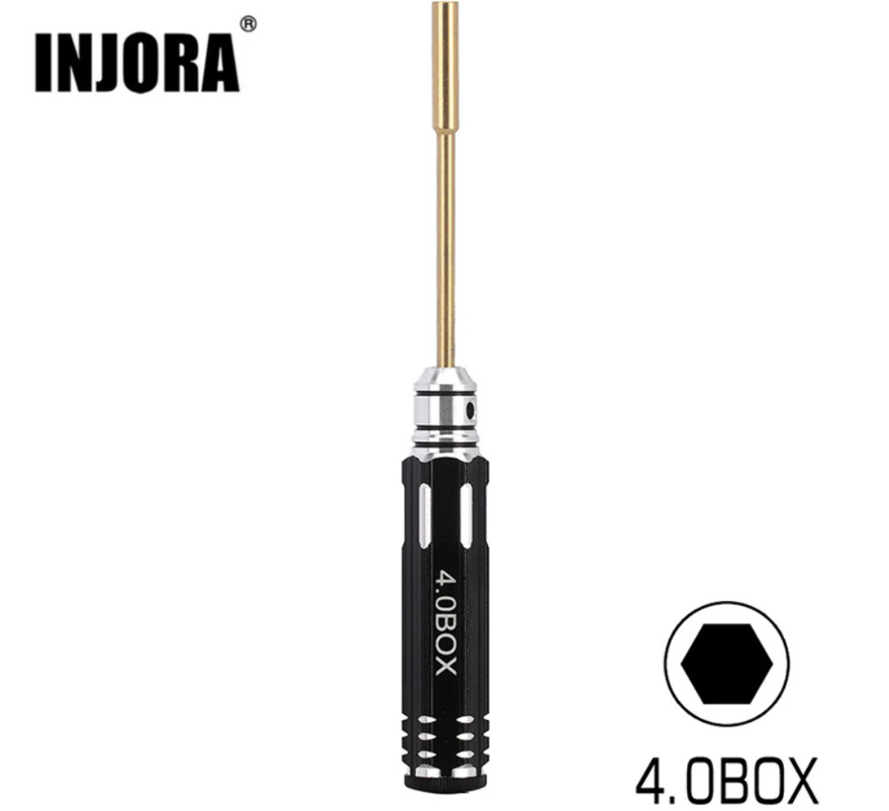 INJORA 4.0mm Hex Nut Driver Thin Walled Hexagon Wrench Socket RC Tool SCX24 AX24