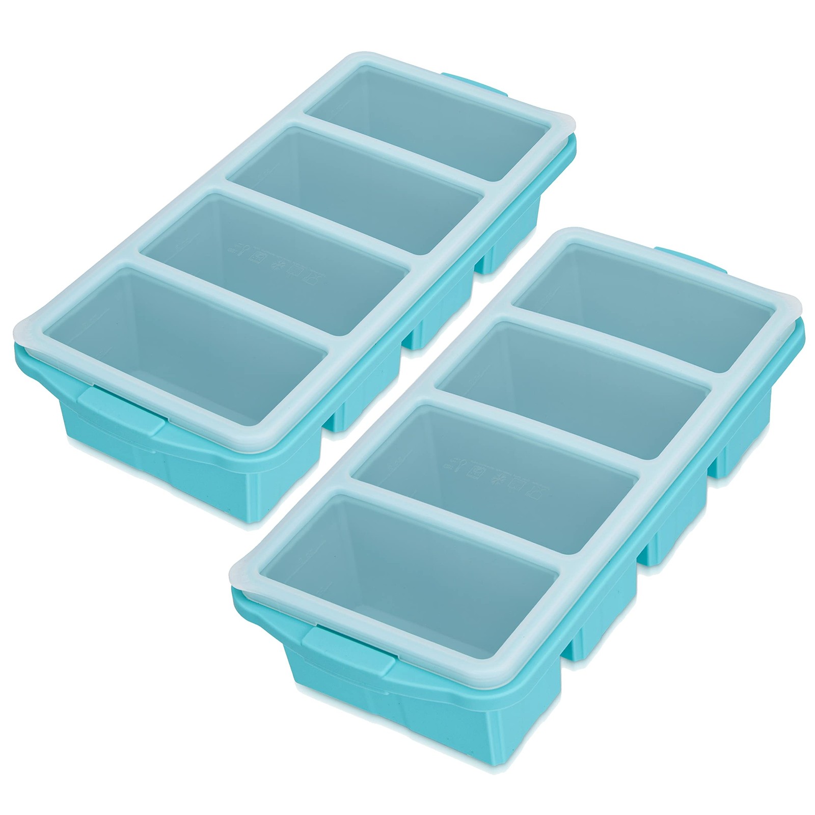 AIKEEP VC-SFT-BE Silicone Freezing Tray with Lid, 4 Compartments