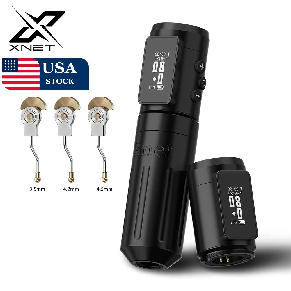 XNET Knight 2024 Wireless Tattoo Machine Rotary 4 Strokes Coreless Motor 1800mAh
