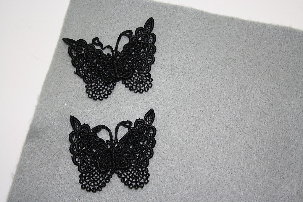 Guipure Black Double  Butterfly x 2  (59)
