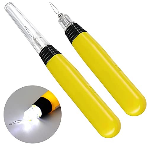 2 Pieces LED Needle Threader Sewing Tools Illuminated Threader Manual Threader