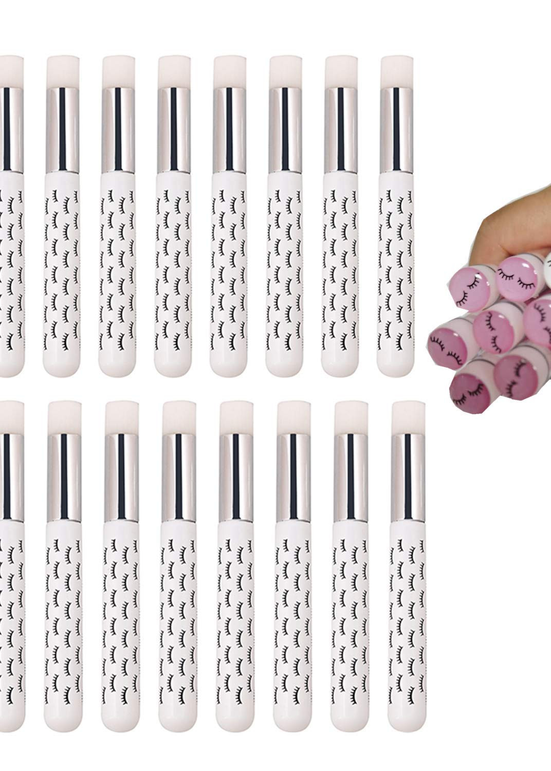 20 White Lash Cleansing Brushes + 2 Lash Wands Tubes Eyelash Cleaning Brushes Pe