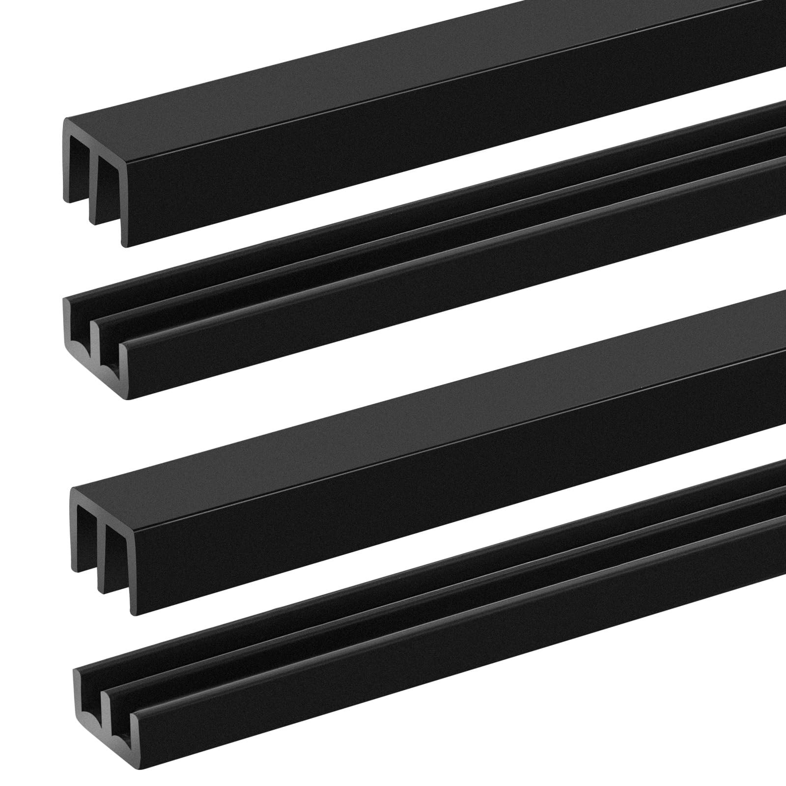 Landical 2 Sets 4FT Sliding Door Track for 1/8" Thick Panels Closet Black