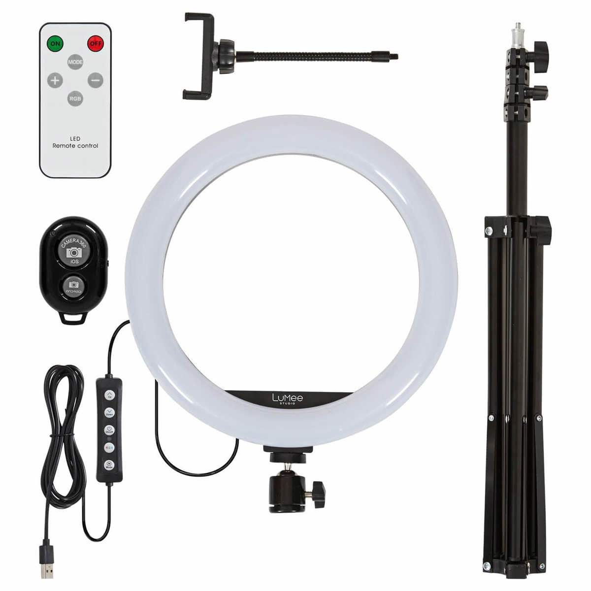 LuMee 10" RGB Studio Ring Light with Tripod Stand, Black