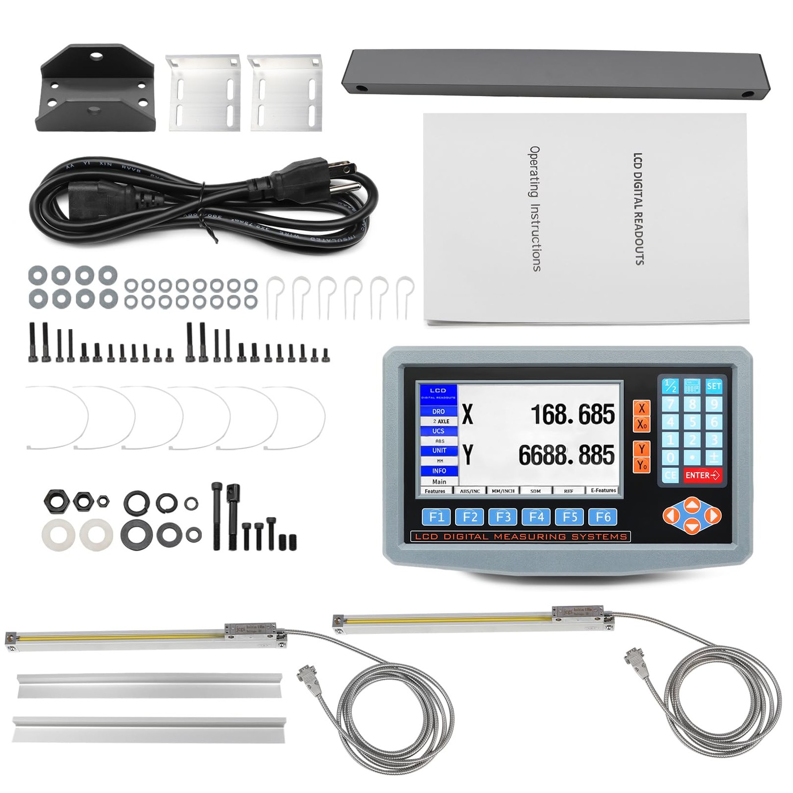 Jecoupoon 2-Axis Digital Display RPM Display Linear Scale Encoder DRO Kit