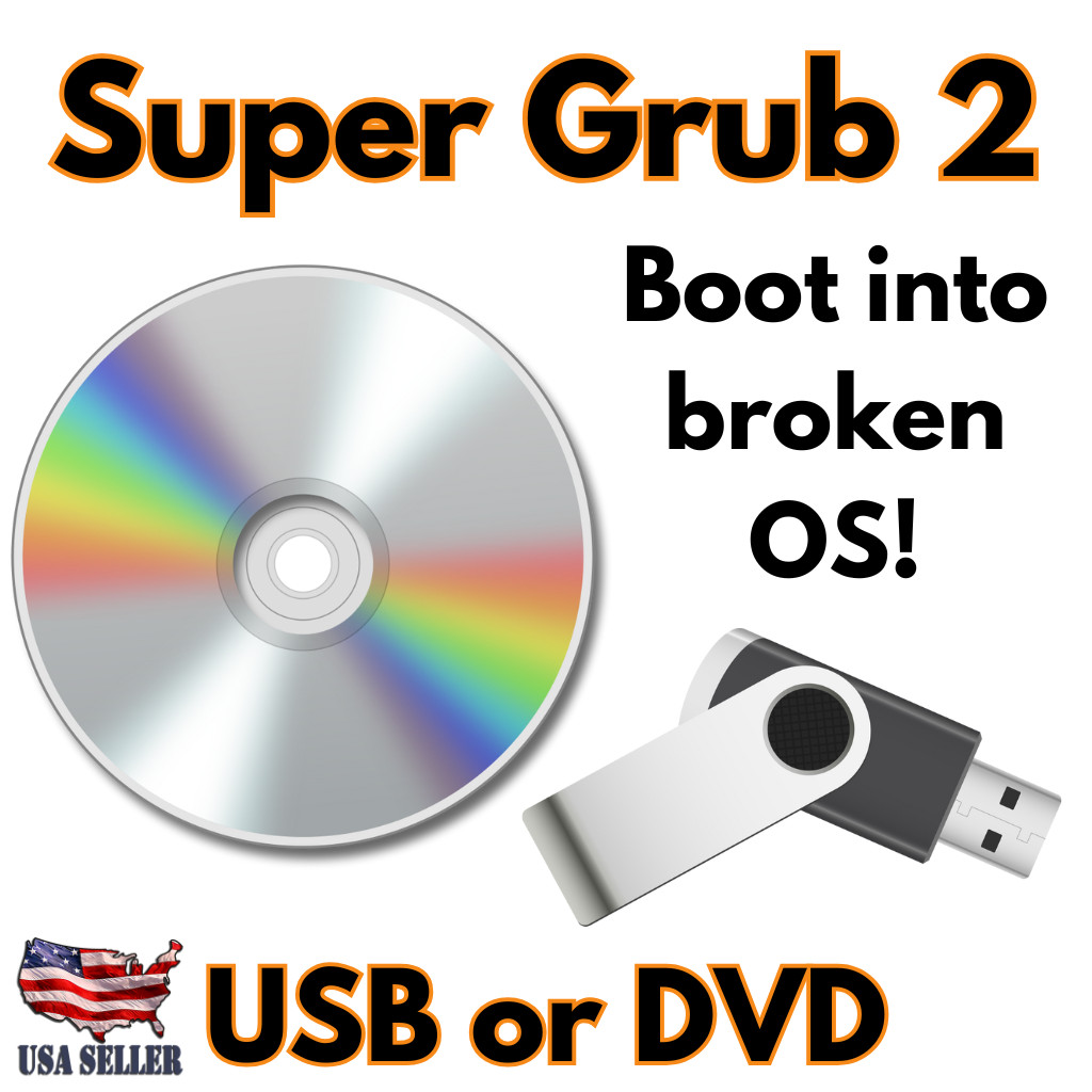 Super Grub2 Disk Linux, Windows & MAC Boot UP Repair Disk Fast Shipping DVD/USB