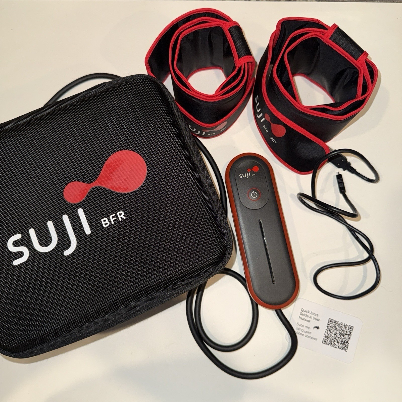 Suji BFR Blood Flow Restriction Training Kit 30" Cuffs & Pump Case New/Open Box