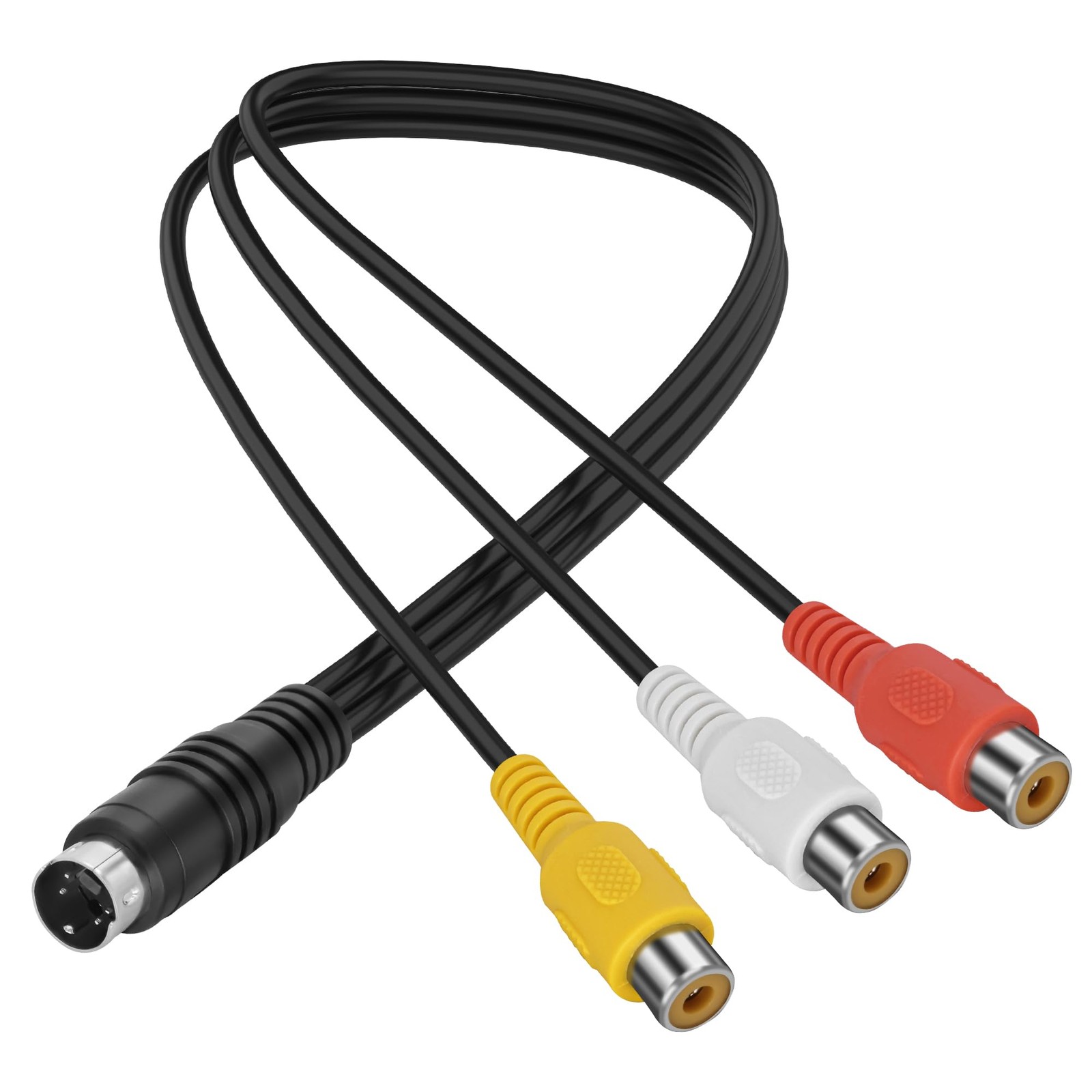 MEIRIYFA 4 Pin S-Video to 3 RCA AV Female Cable Composite Wire, 3 0.3 meters