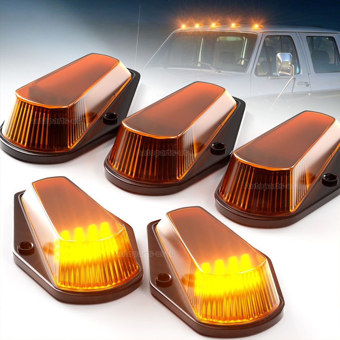 5P Top Cab Lights for FORD F150 F350 Roof F250 1973-1997 Amber Marker Lights