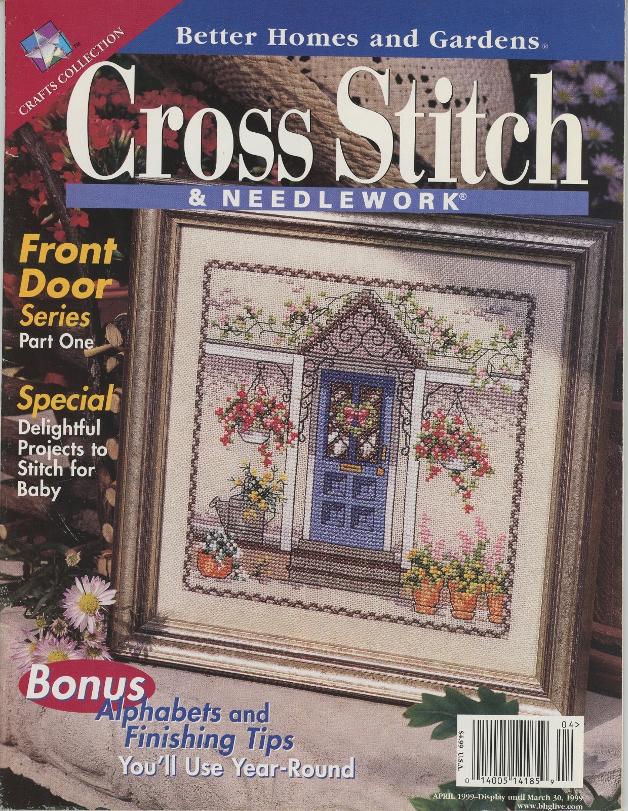 BHG Cross Stitch & Needlework Magazine April 1999 Front Door Series Silk Sampler