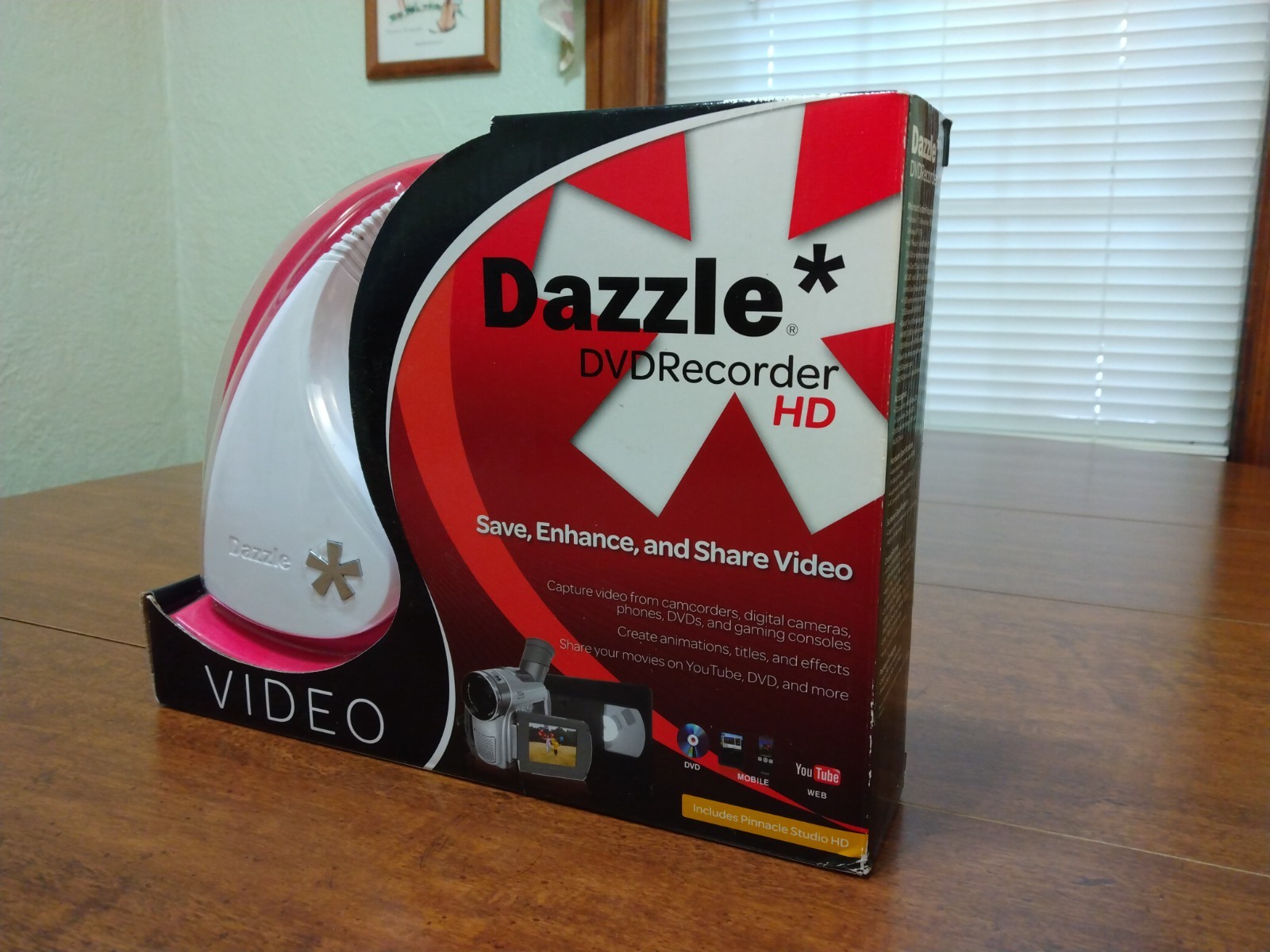 Dazzle DVD Recorder HD Video Capture Device + Pinnacle Video Editing Software